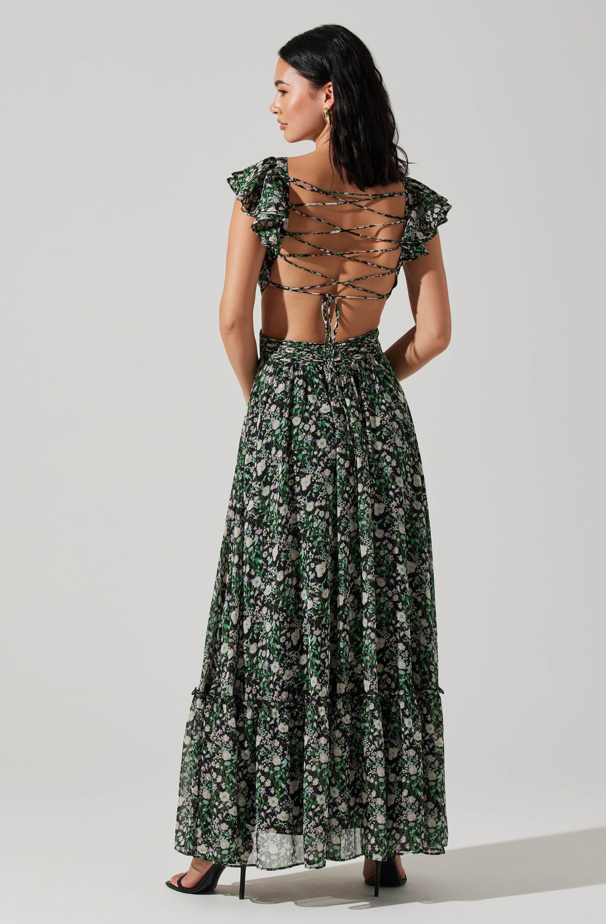 Primrose Floral Strappy Back Maxi Dress-Aljck