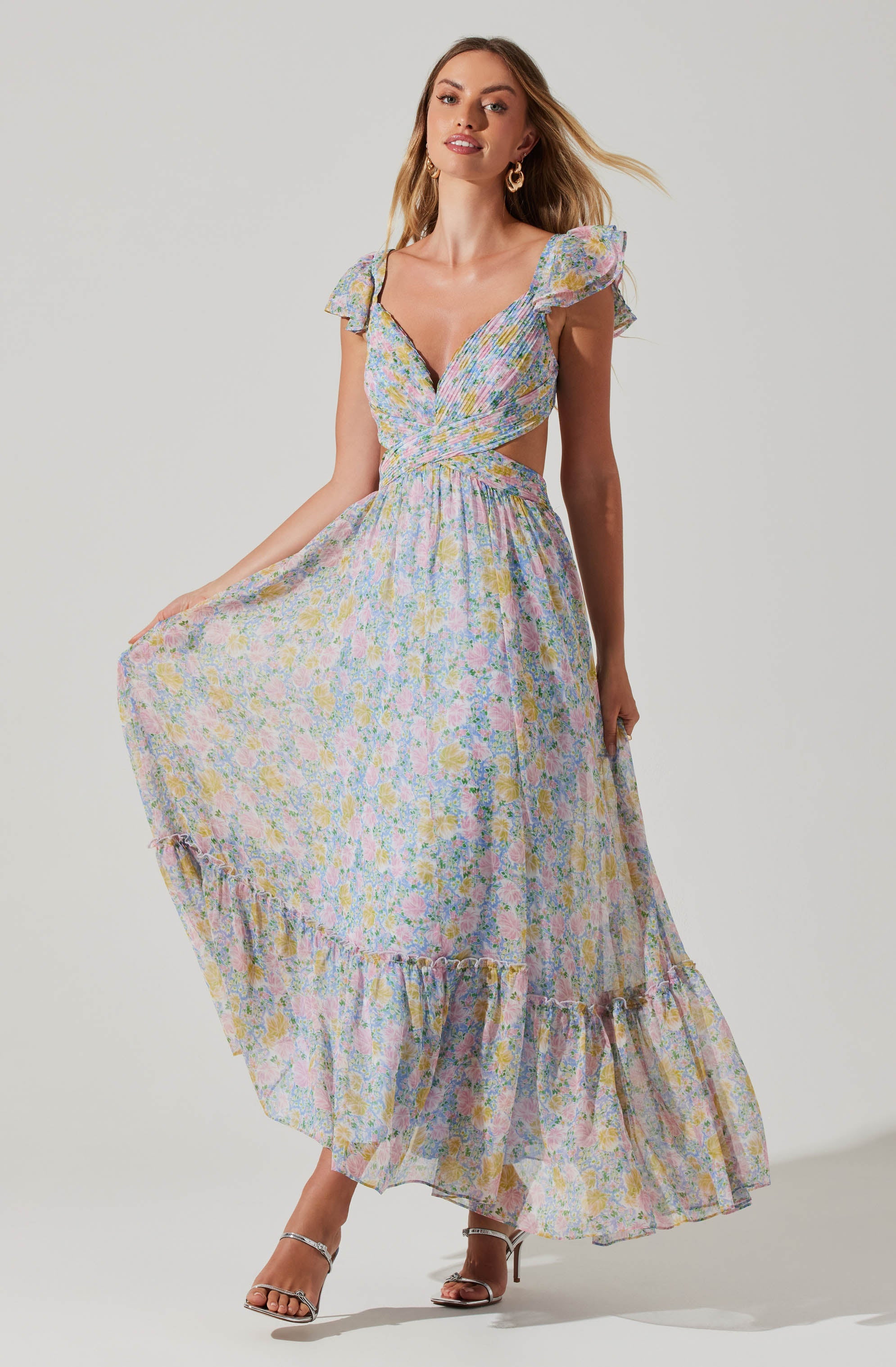 Primrose Floral Strappy Back Maxi Dress-Aljck