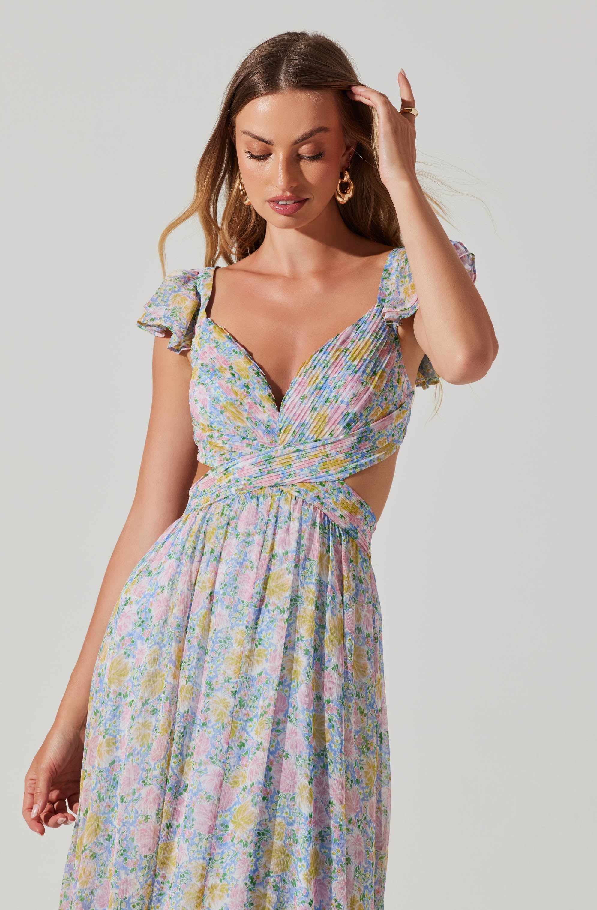 Primrose Floral Strappy Back Maxi Dress-Aljck