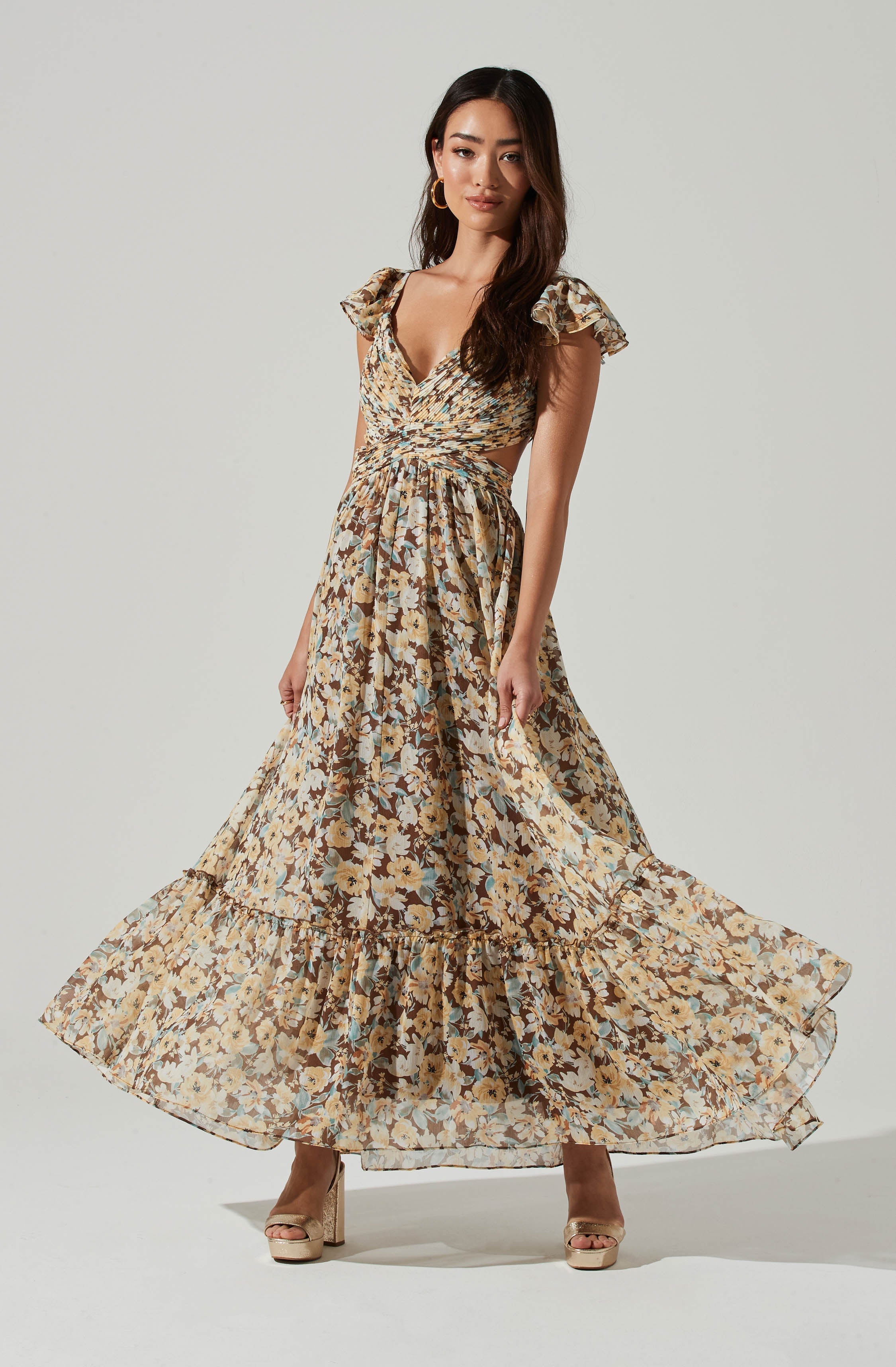 Primrose Floral Strappy Back Maxi Dress-Aljck