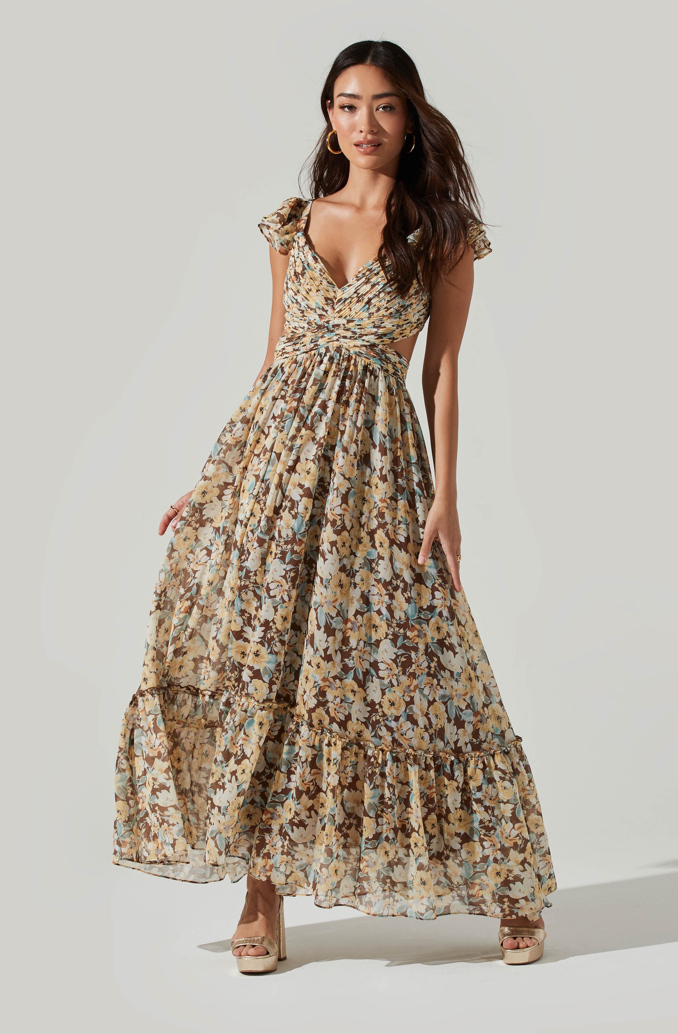 Primrose Floral Strappy Back Maxi Dress-Aljck