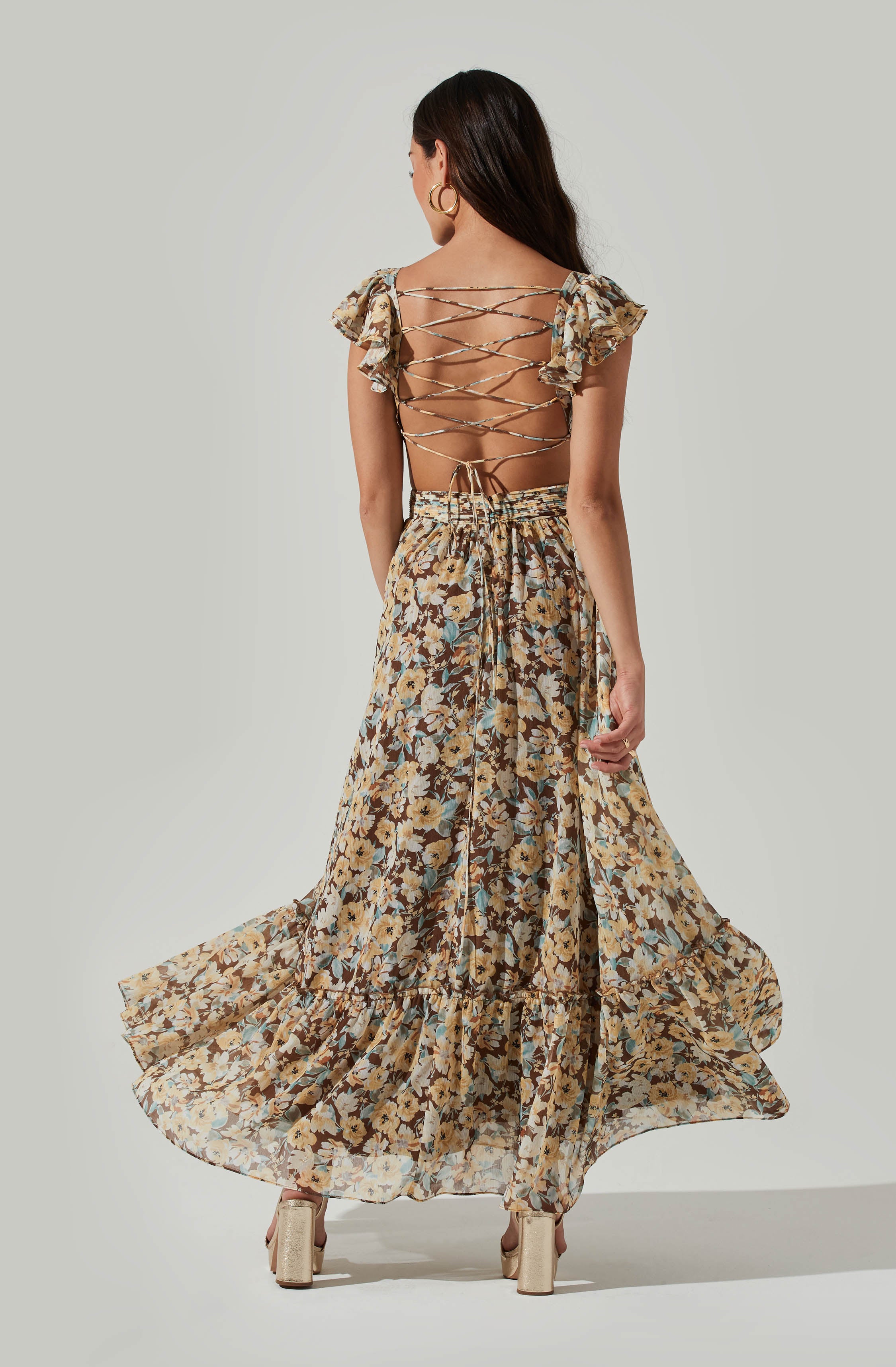 Primrose Floral Strappy Back Maxi Dress-Aljck