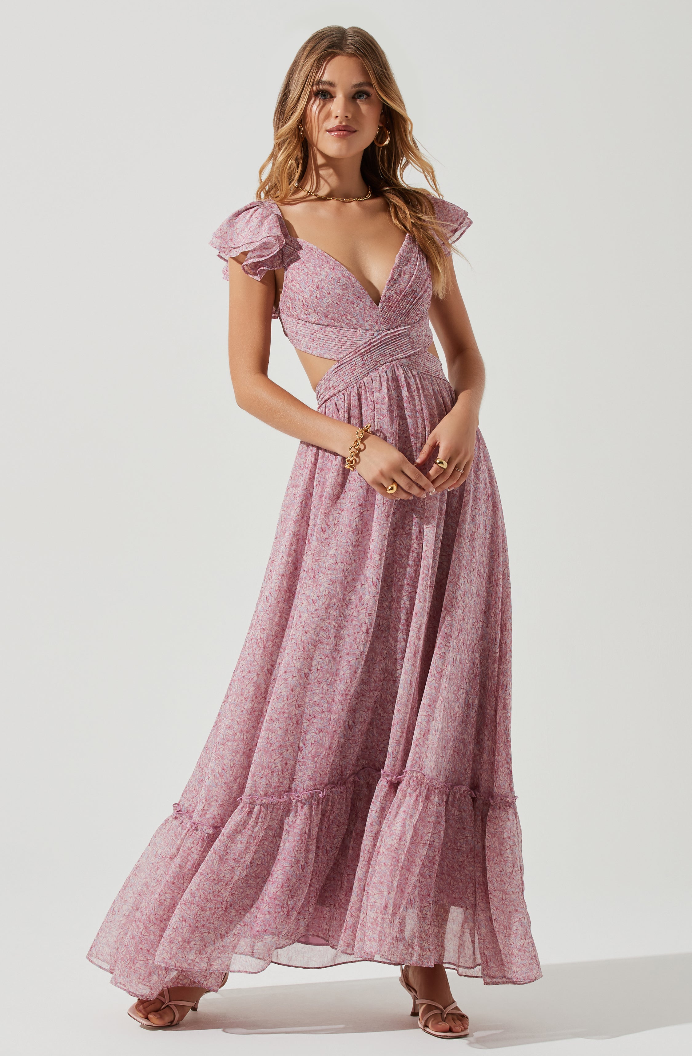 Primrose Floral Strappy Back Maxi Dress-Aljck