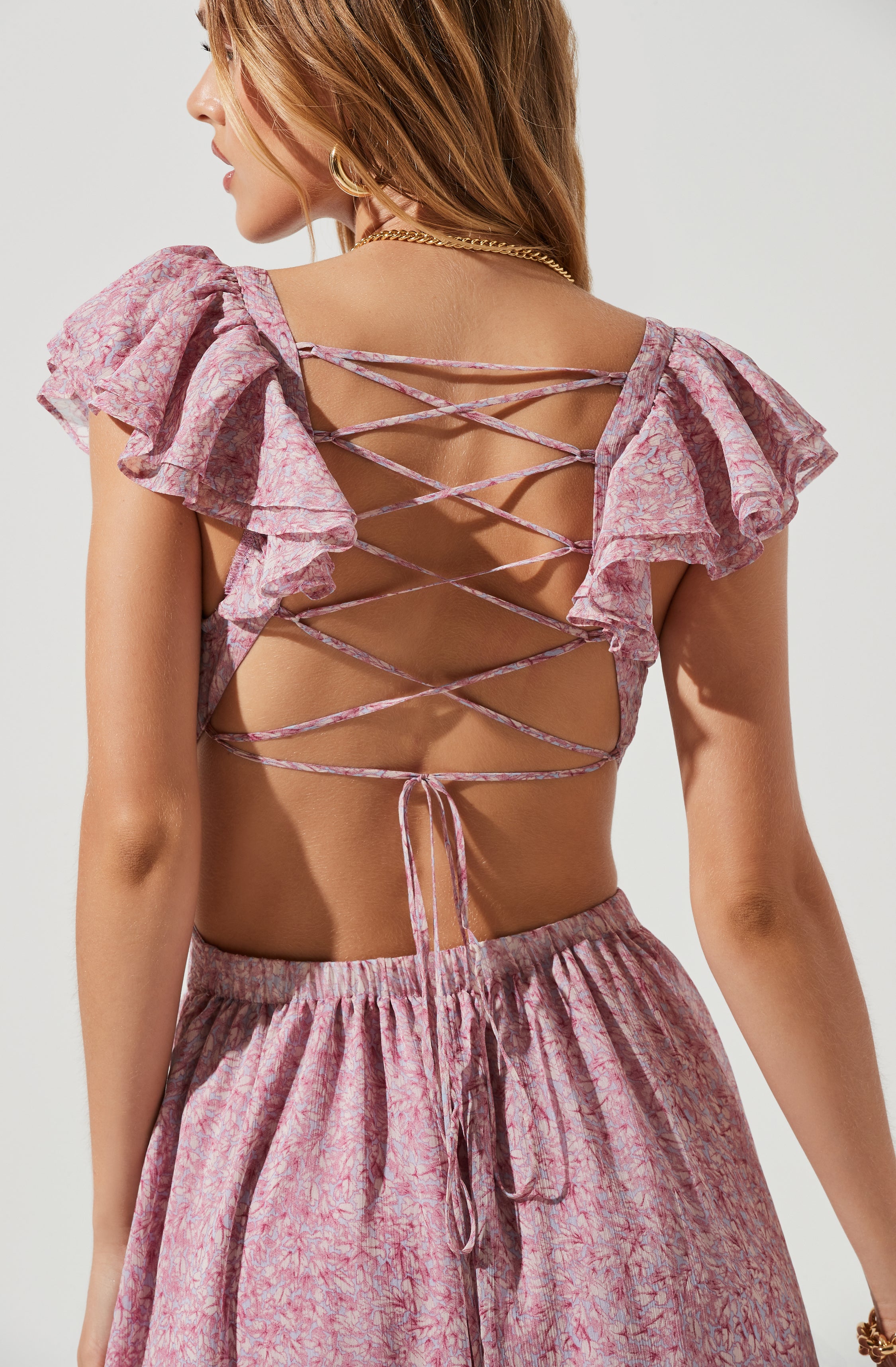 Primrose Floral Strappy Back Maxi Dress-Aljck