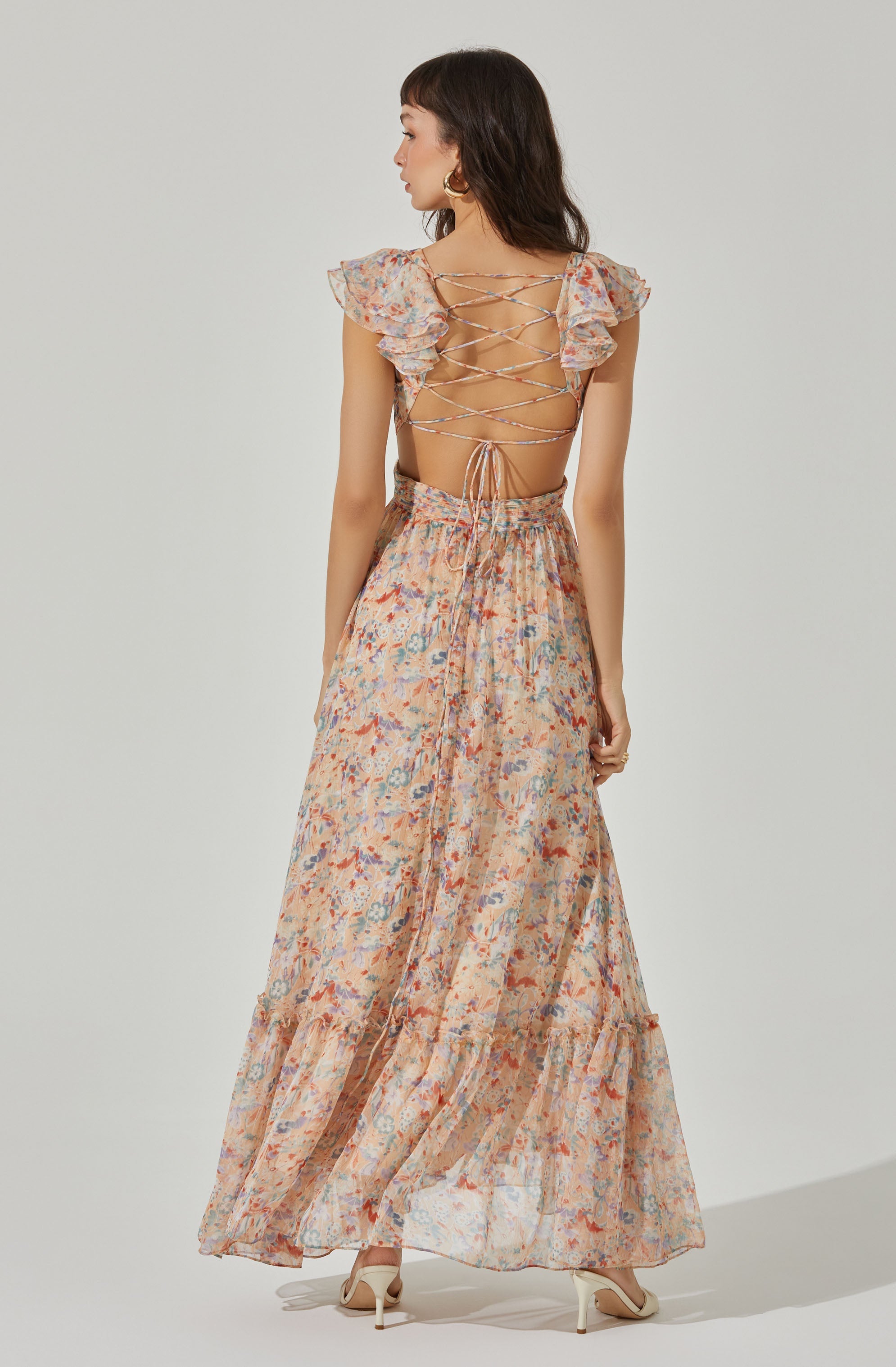 Primrose Floral Strappy Back Maxi Dress-Aljck