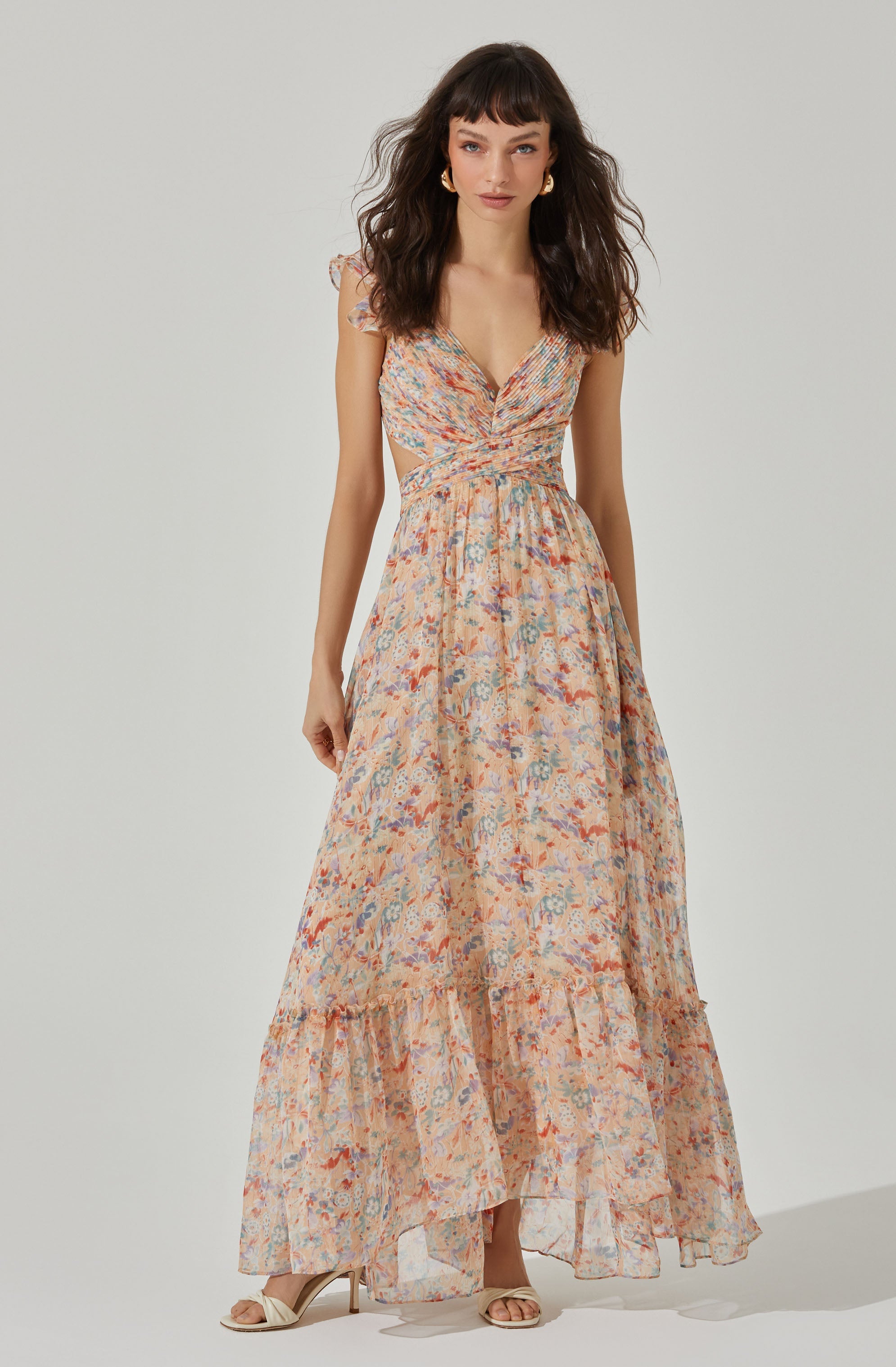 Primrose Floral Strappy Back Maxi Dress-Aljck