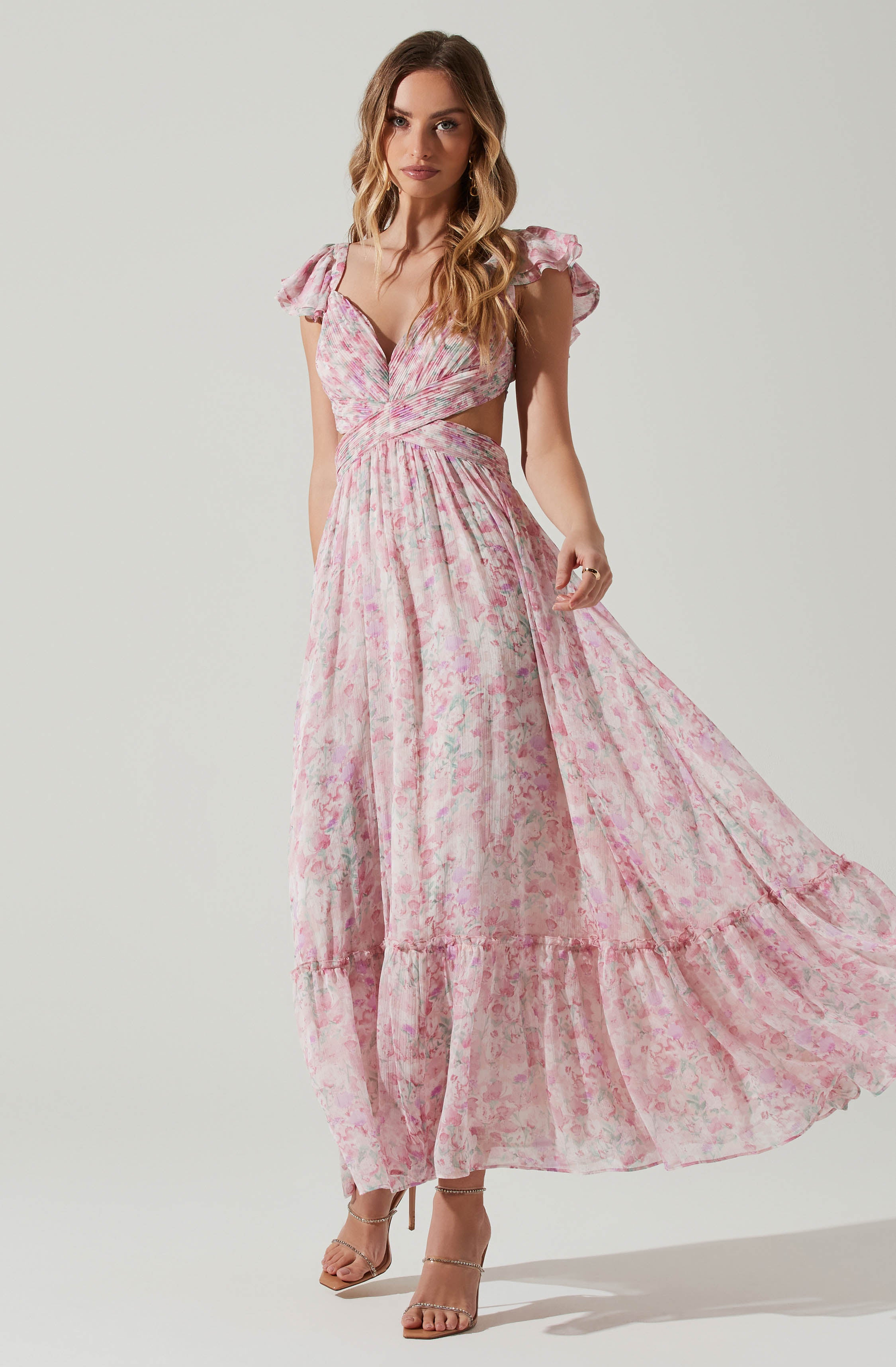 Primrose Floral Strappy Back Maxi Dress-Aljck