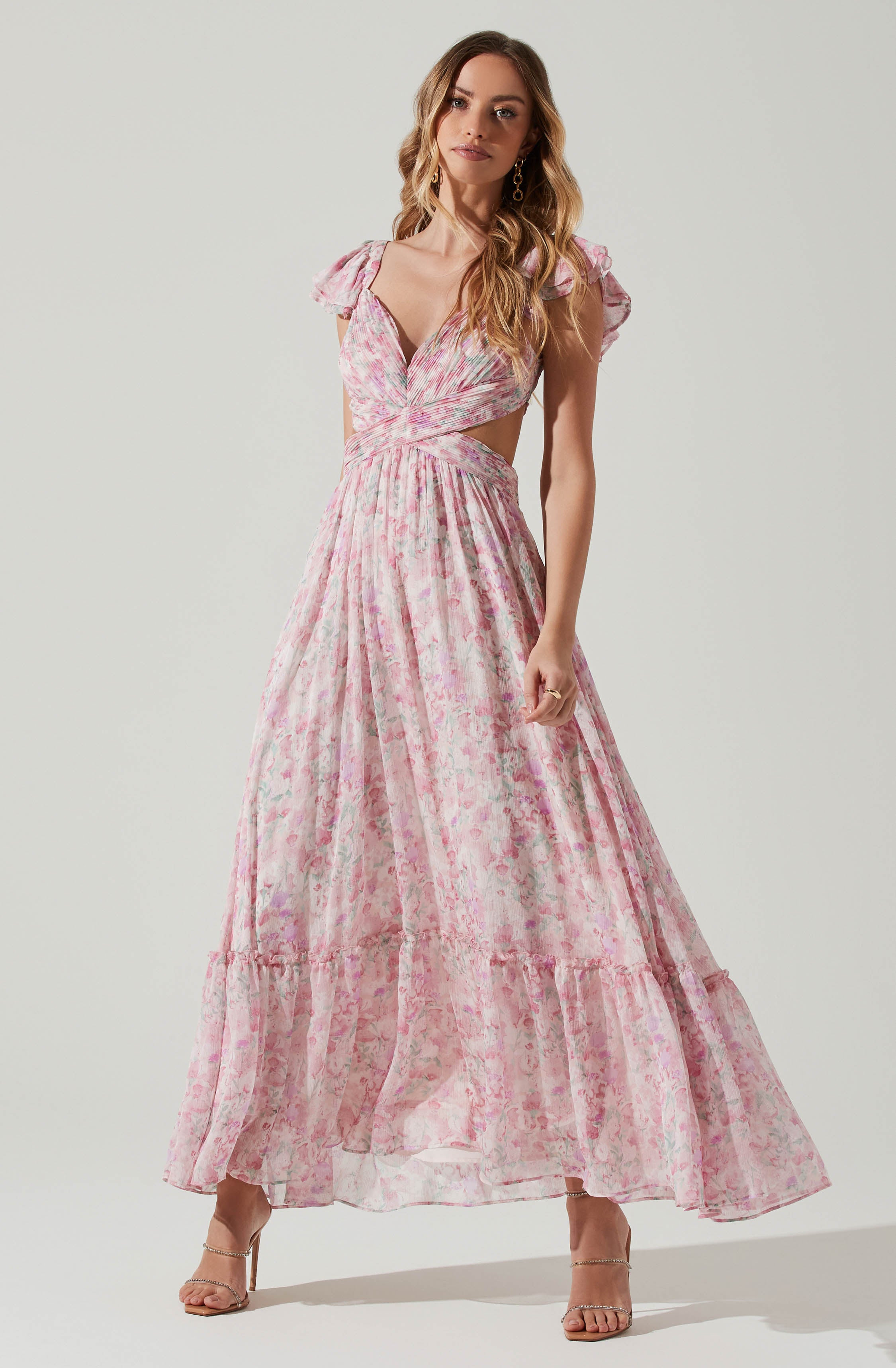 Primrose Floral Strappy Back Maxi Dress-Aljck