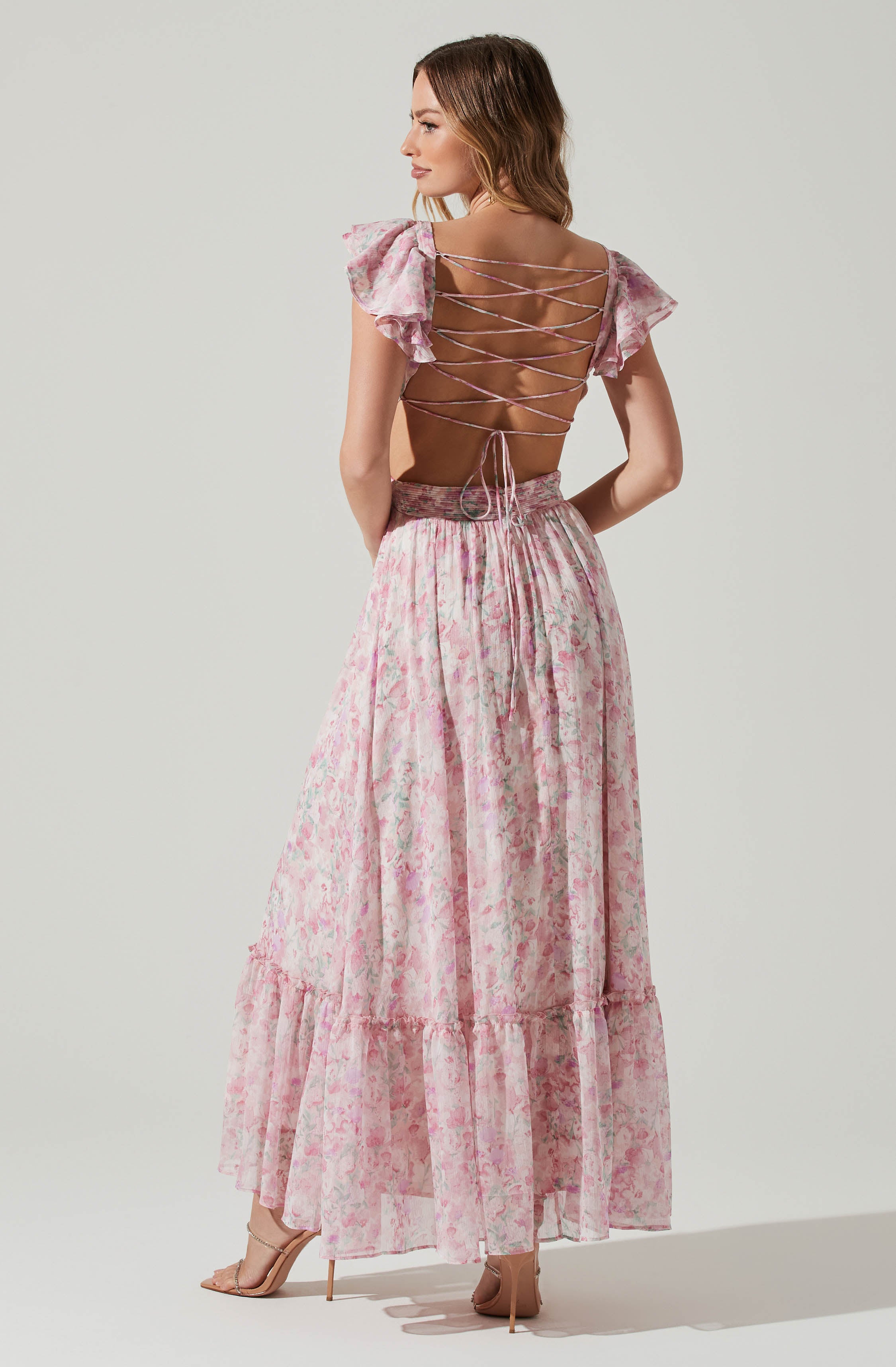 Primrose Floral Strappy Back Maxi Dress-Aljck