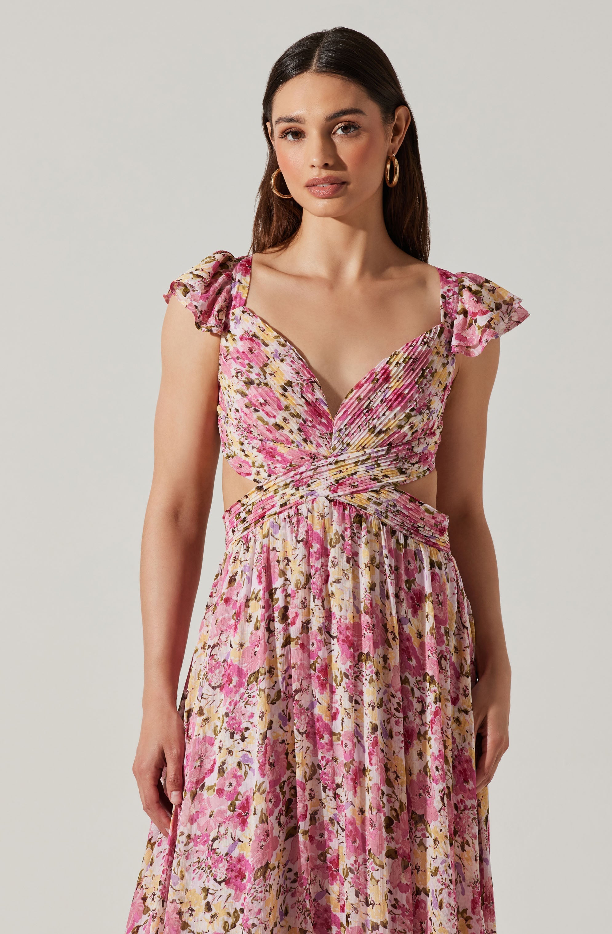 Primrose Floral Strappy Back Maxi Dress-Aljck