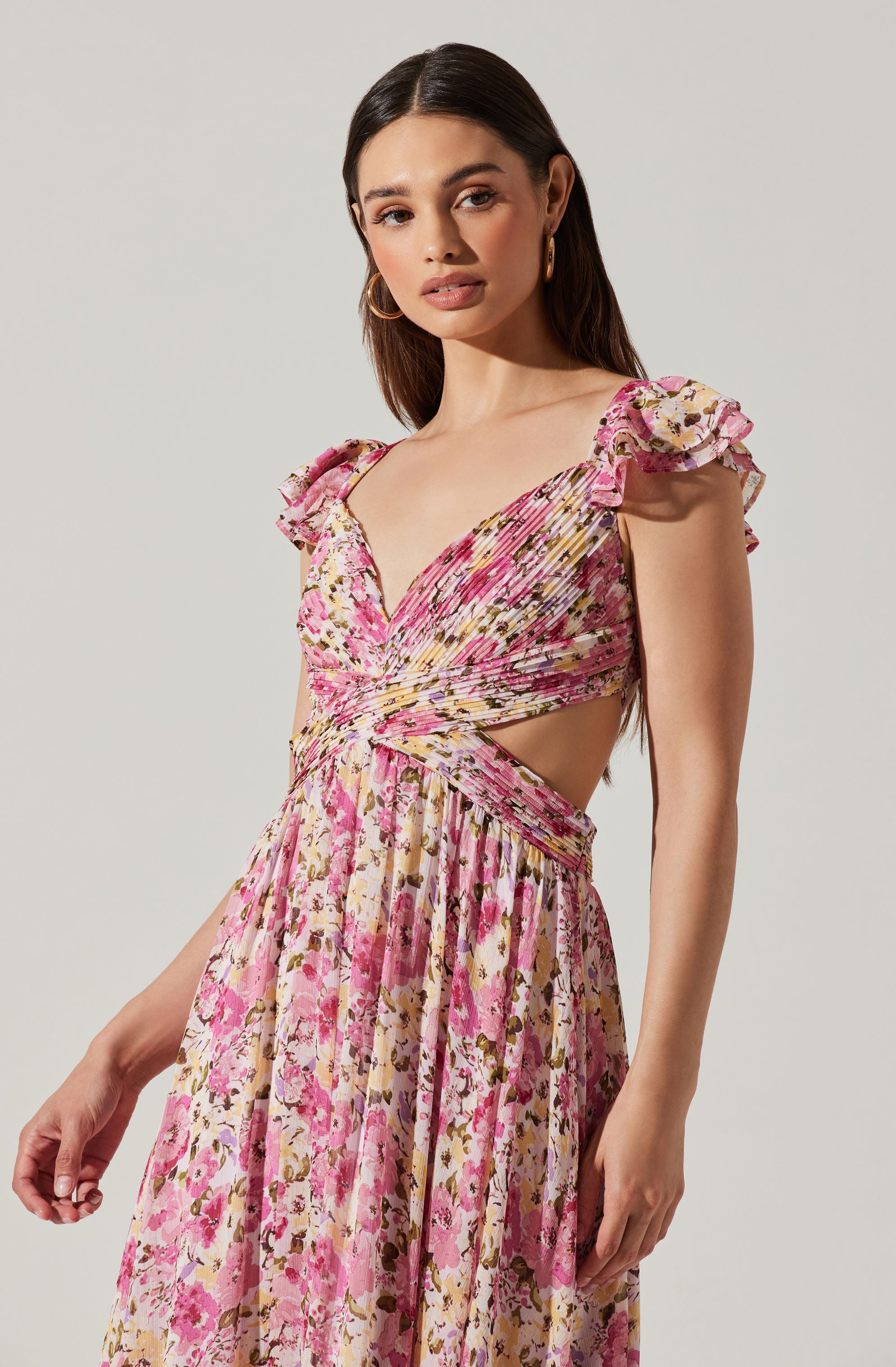Primrose Floral Strappy Back Maxi Dress-Aljck