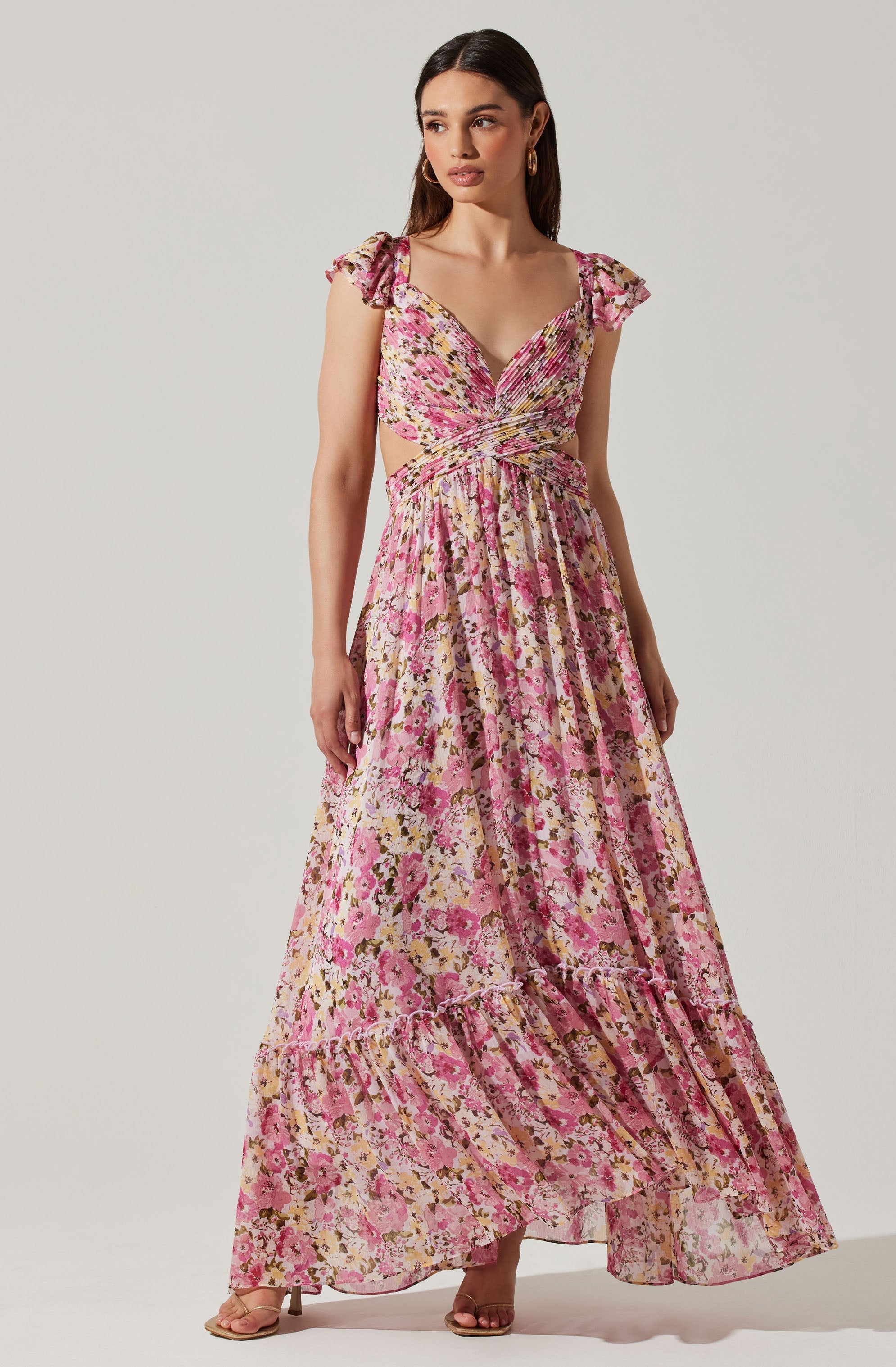 Primrose Floral Strappy Back Maxi Dress-Aljck