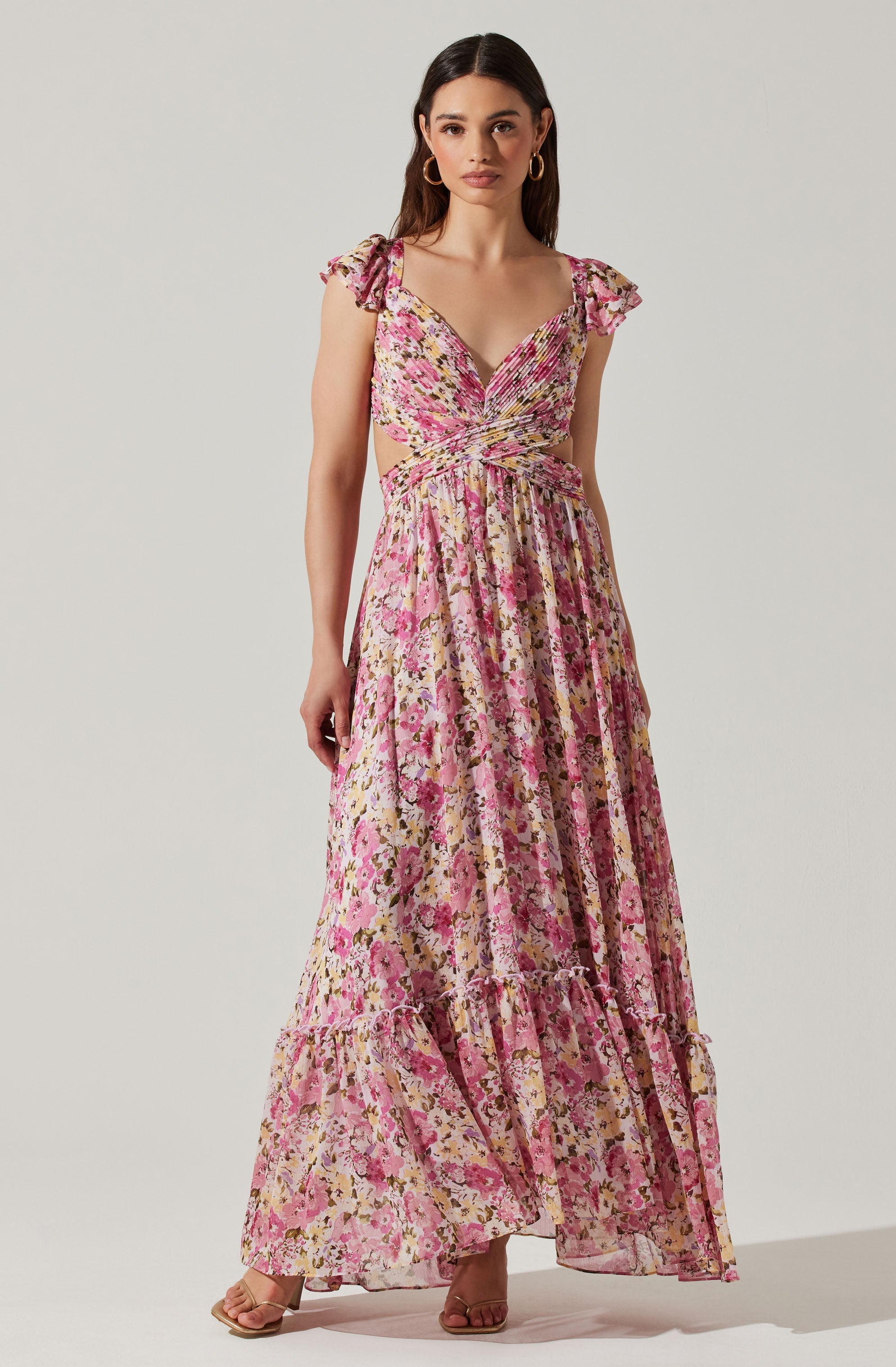 Primrose Floral Strappy Back Maxi Dress-Aljck