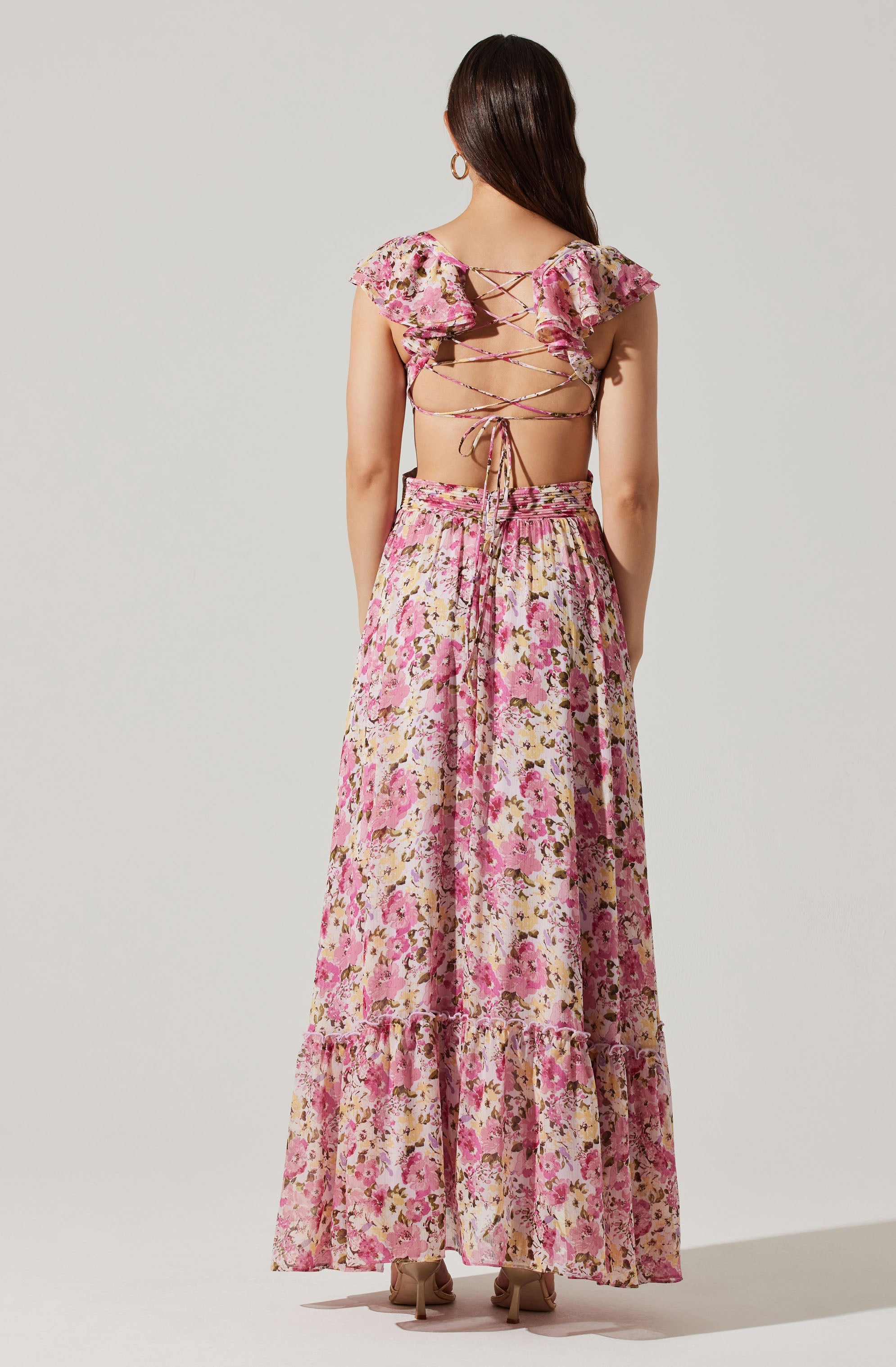 Primrose Floral Strappy Back Maxi Dress-Aljck
