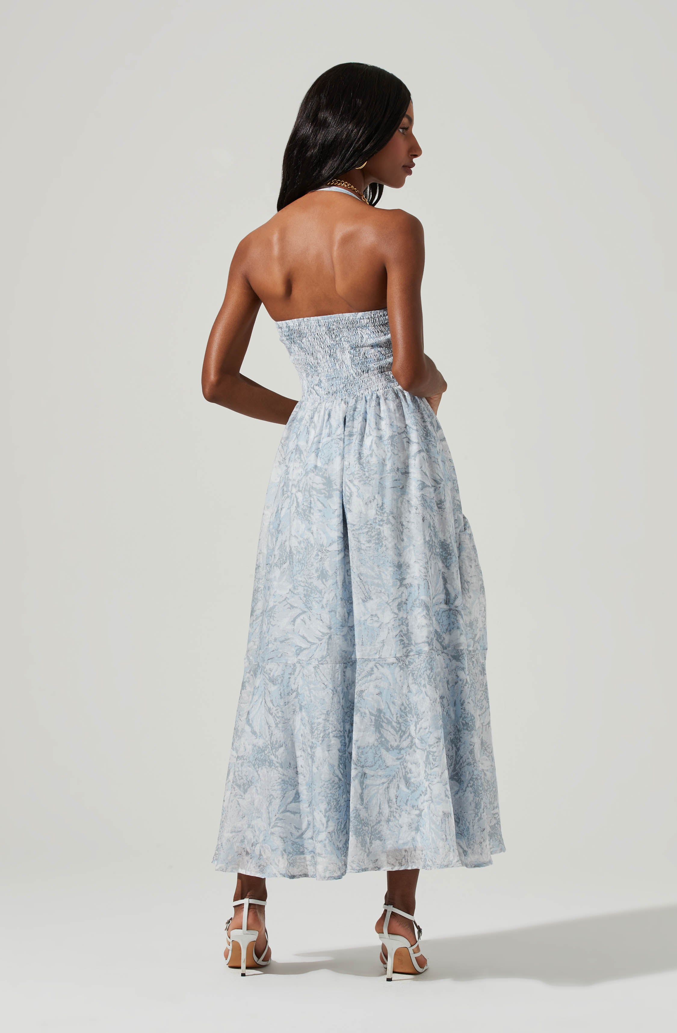 Mariella Floral Halter Midi Dress-Aljck