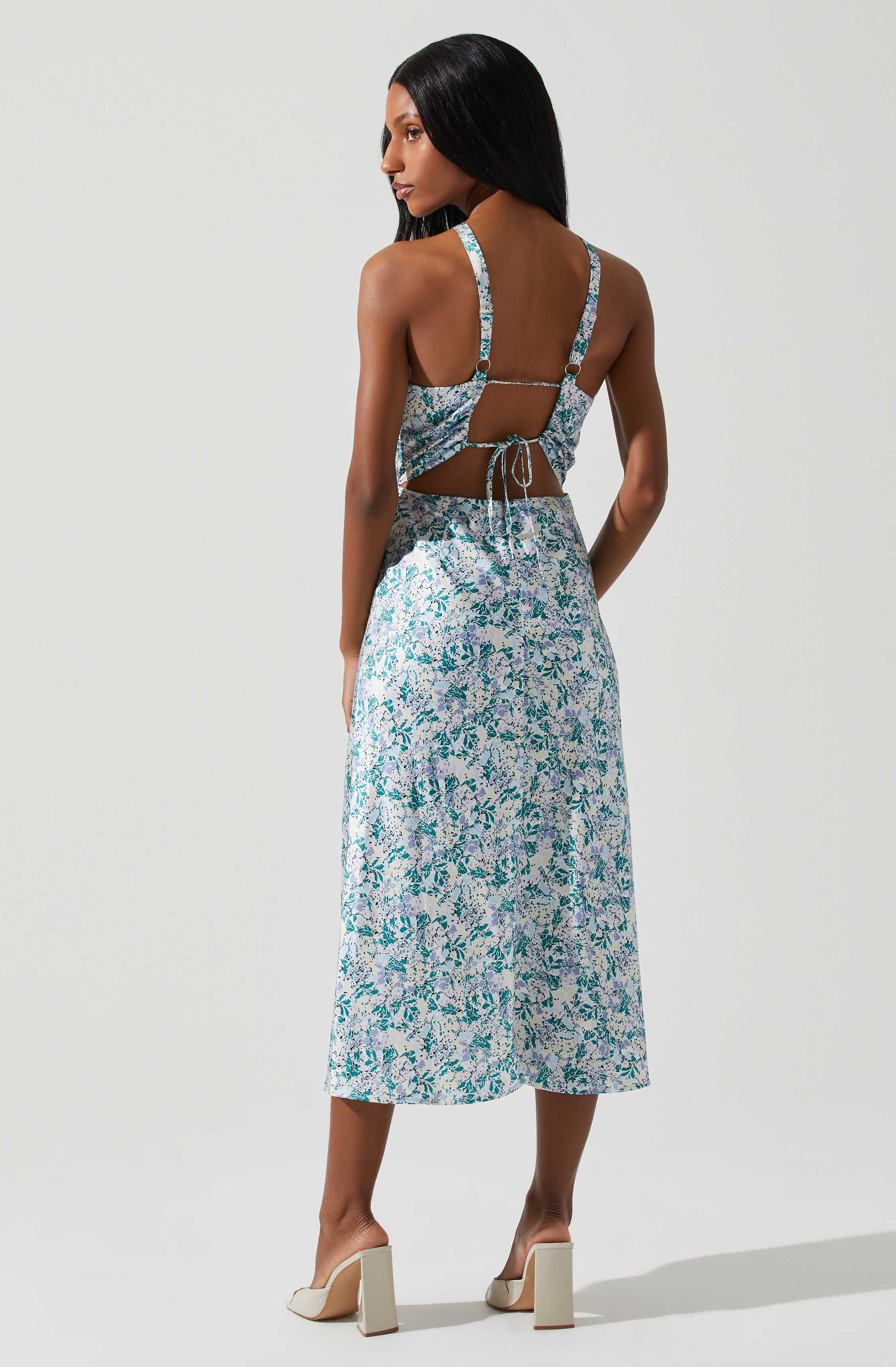 Sandrine Floral Halter Midi Dress-Aljck