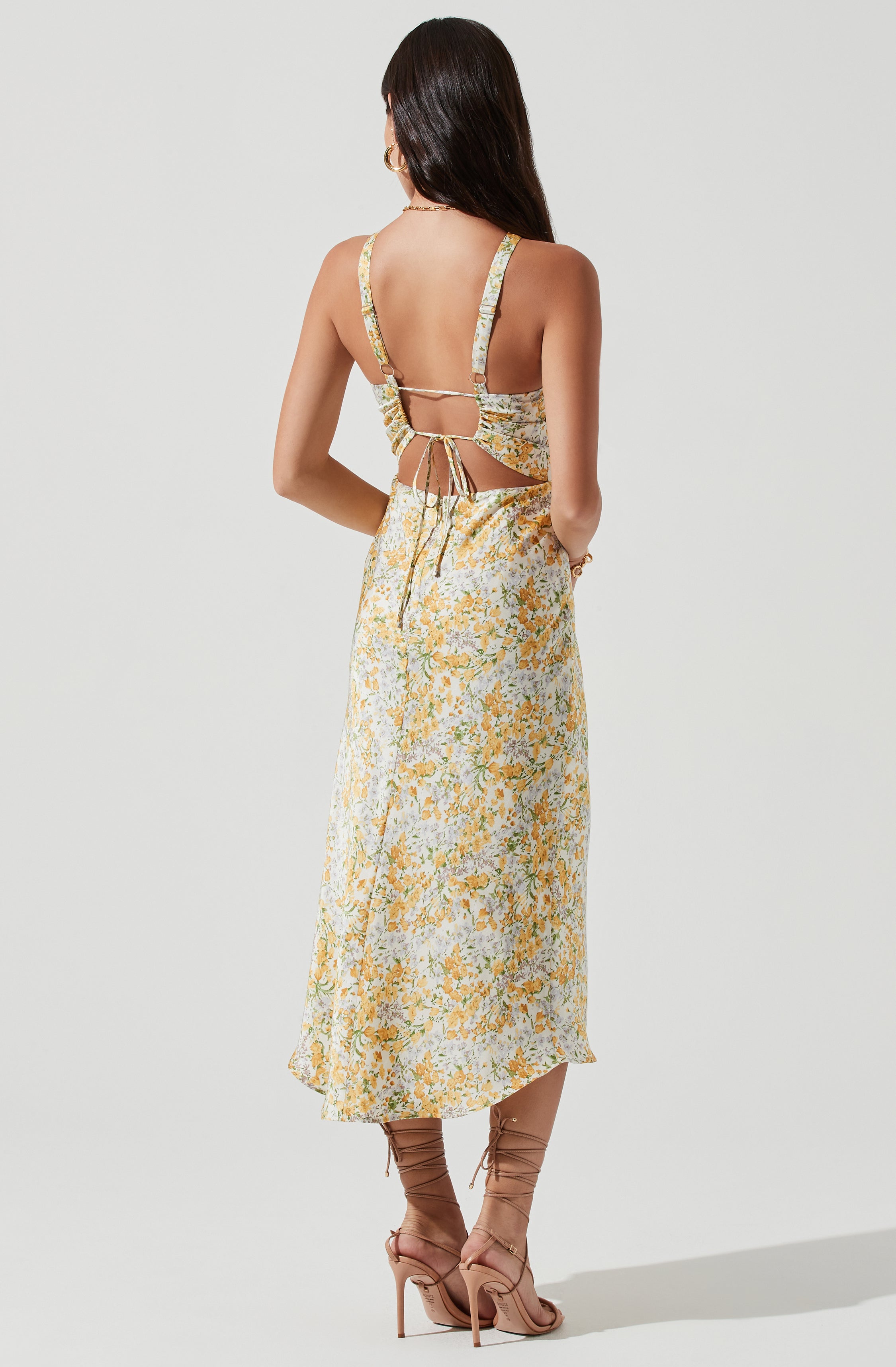 Sandrine Floral Halter Midi Dress-Aljck