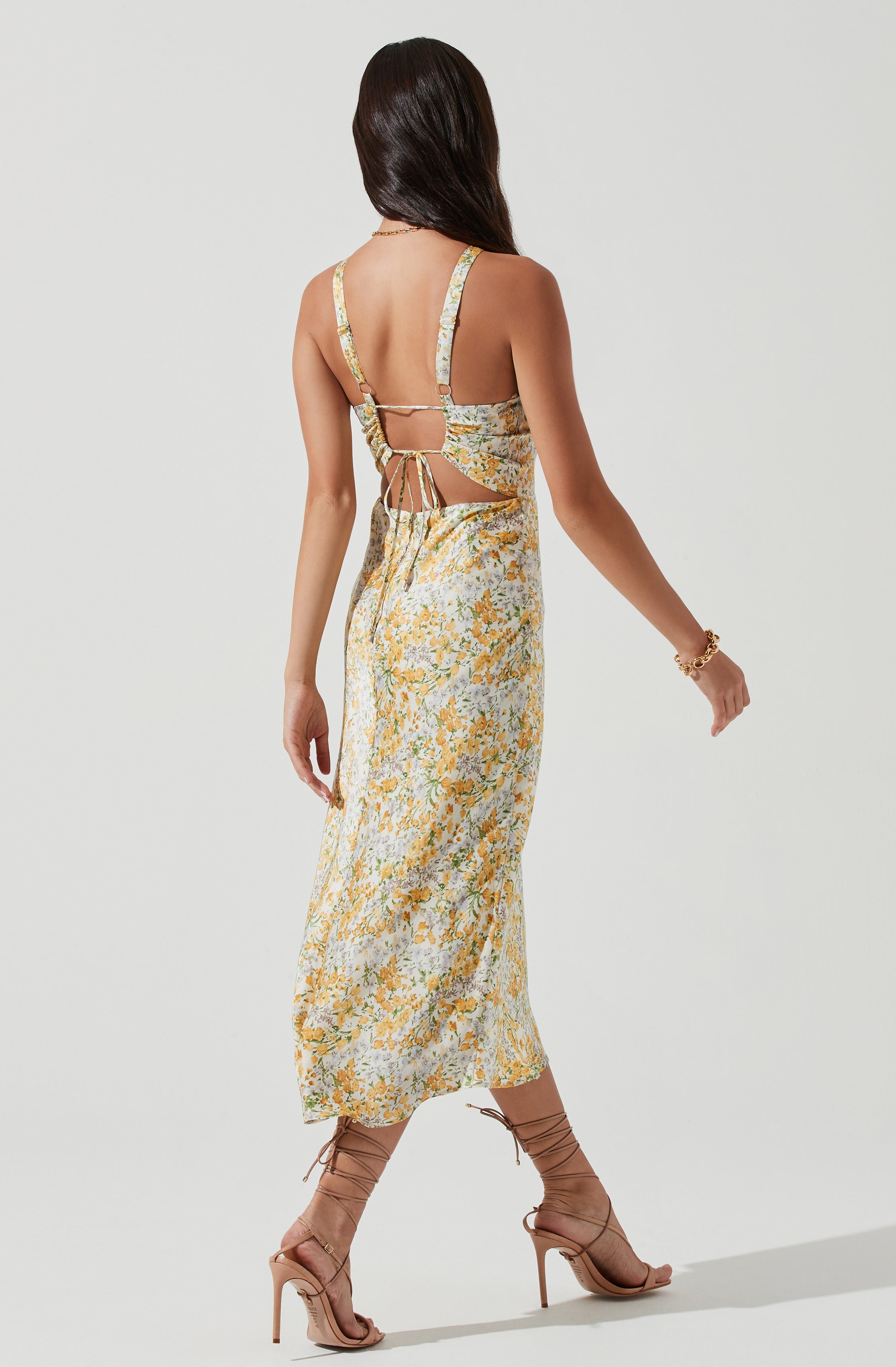 Sandrine Floral Halter Midi Dress-Aljck