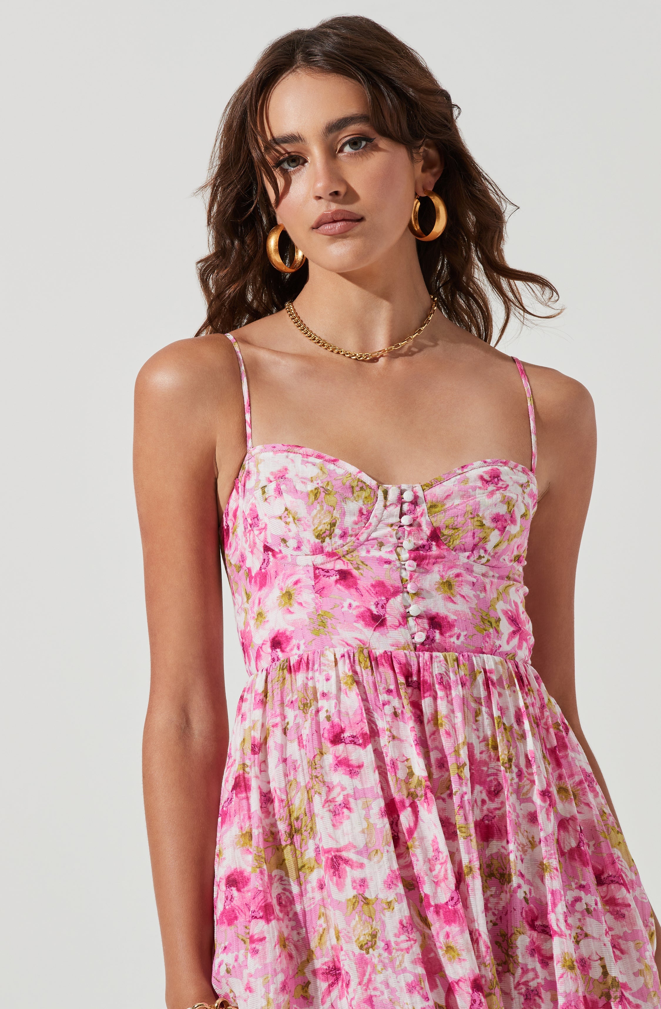 Ferreira Floral Bustier Midi Dress-Aljck