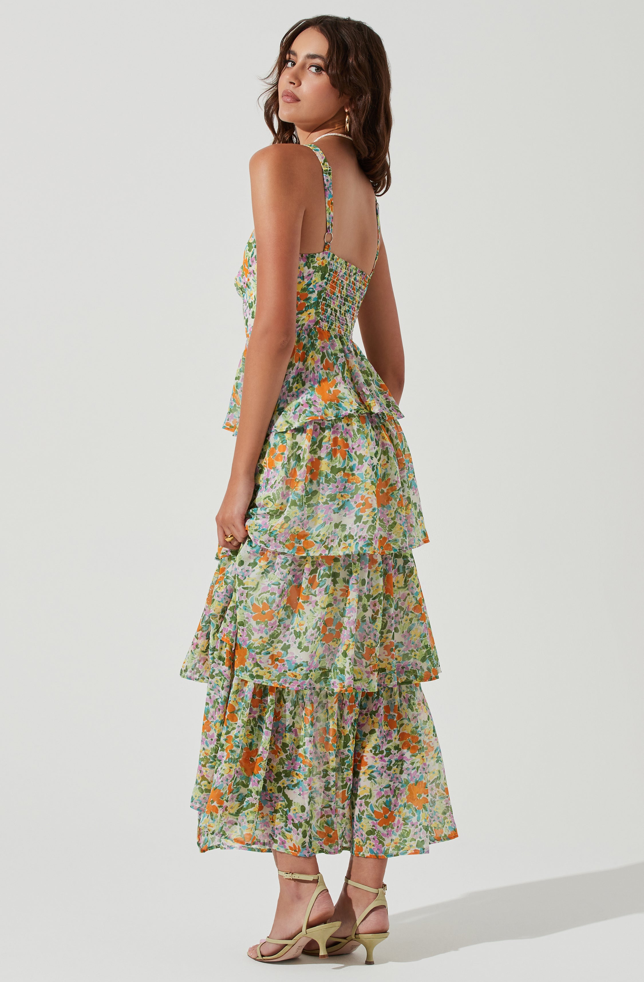Midsummer Floral Tiered Maxi Dress-Aljck