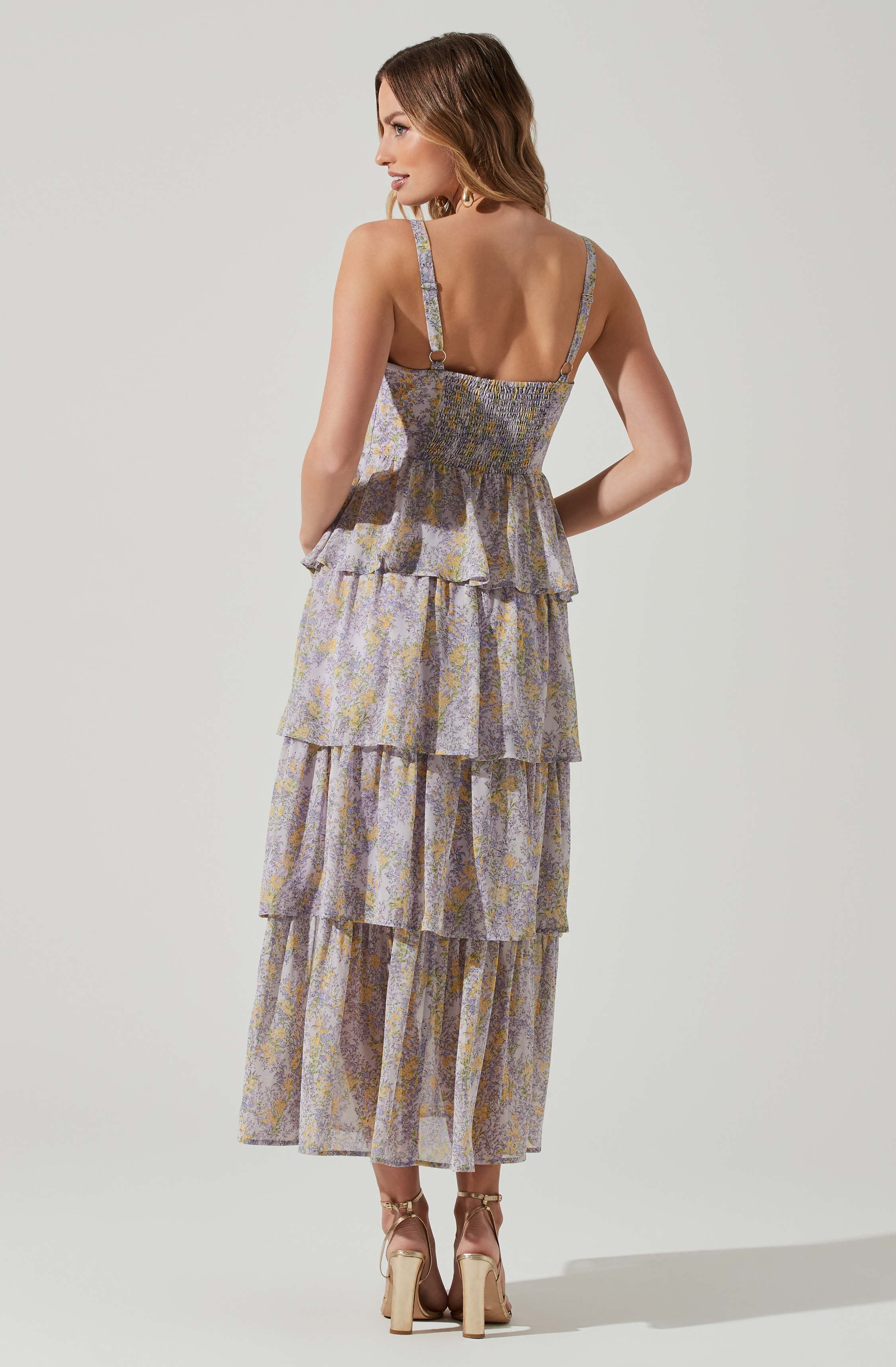 Midsummer Floral Tiered Maxi Dress-Aljck