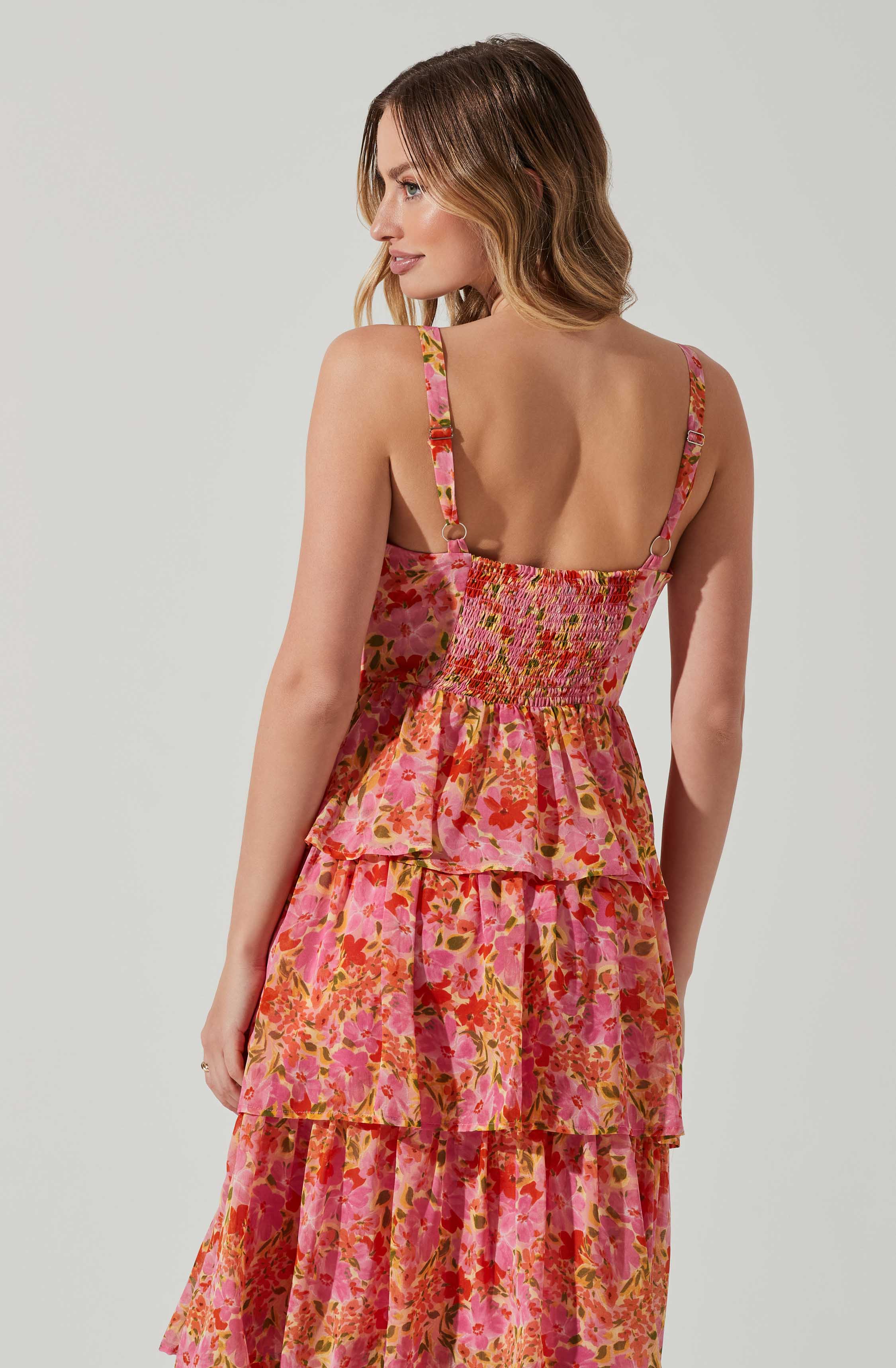 Midsummer Floral Tiered Maxi Dress-Aljck