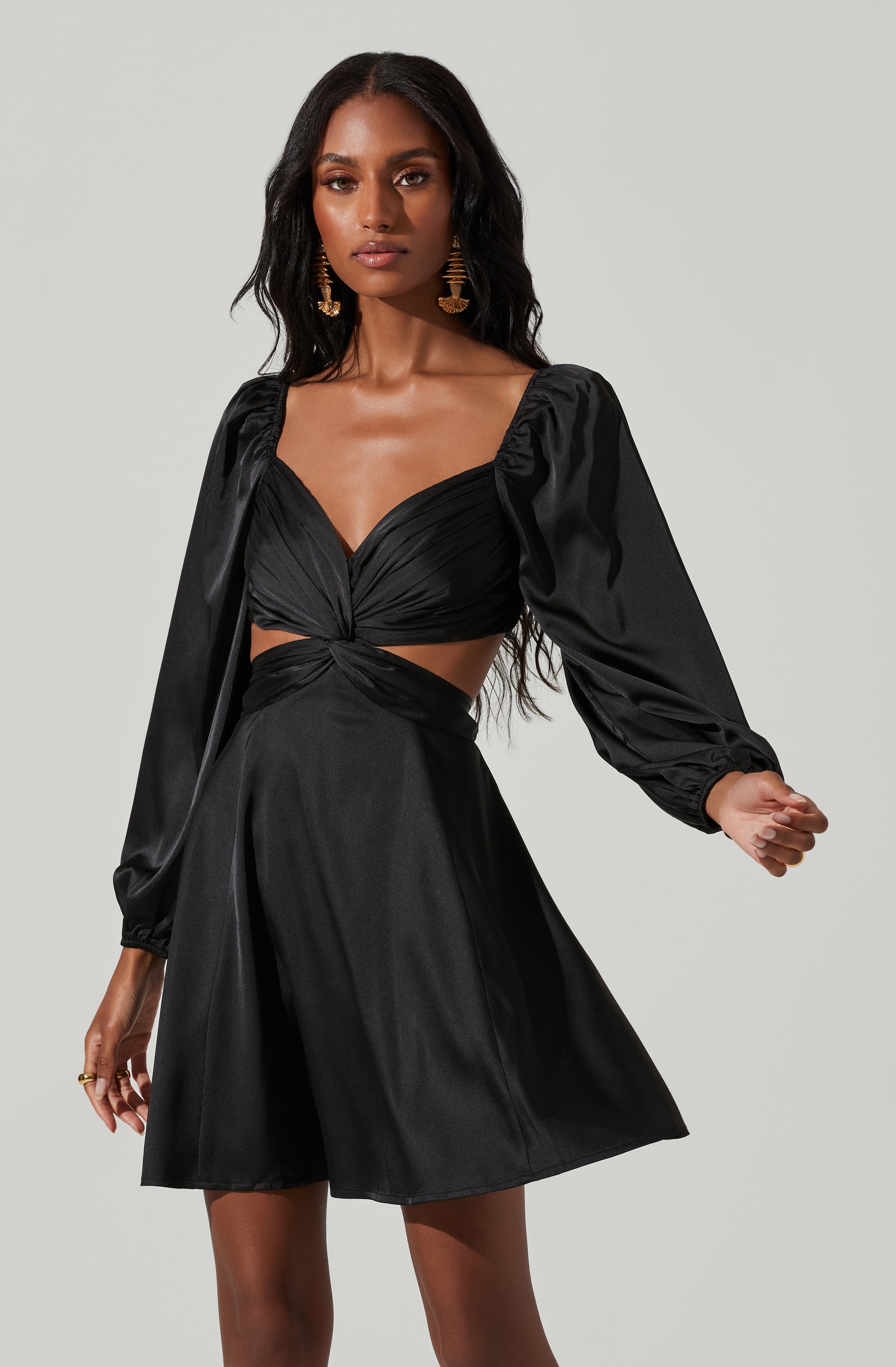 Anamaria Cutout Long Sleeve Mini Dress-Aljck