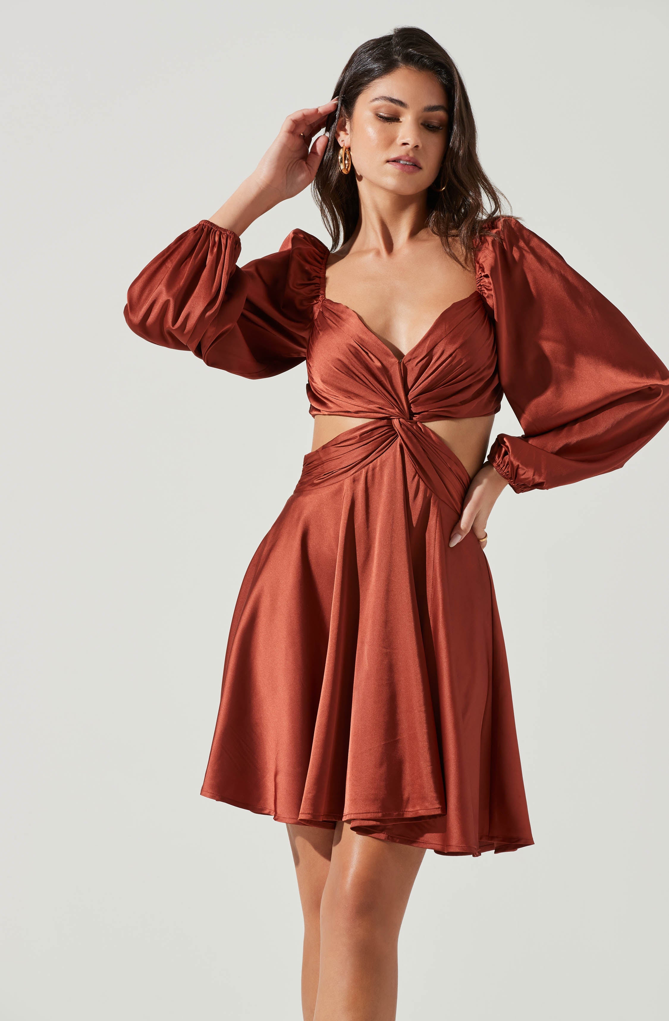 Anamaria Cutout Long Sleeve Mini Dress-Aljck