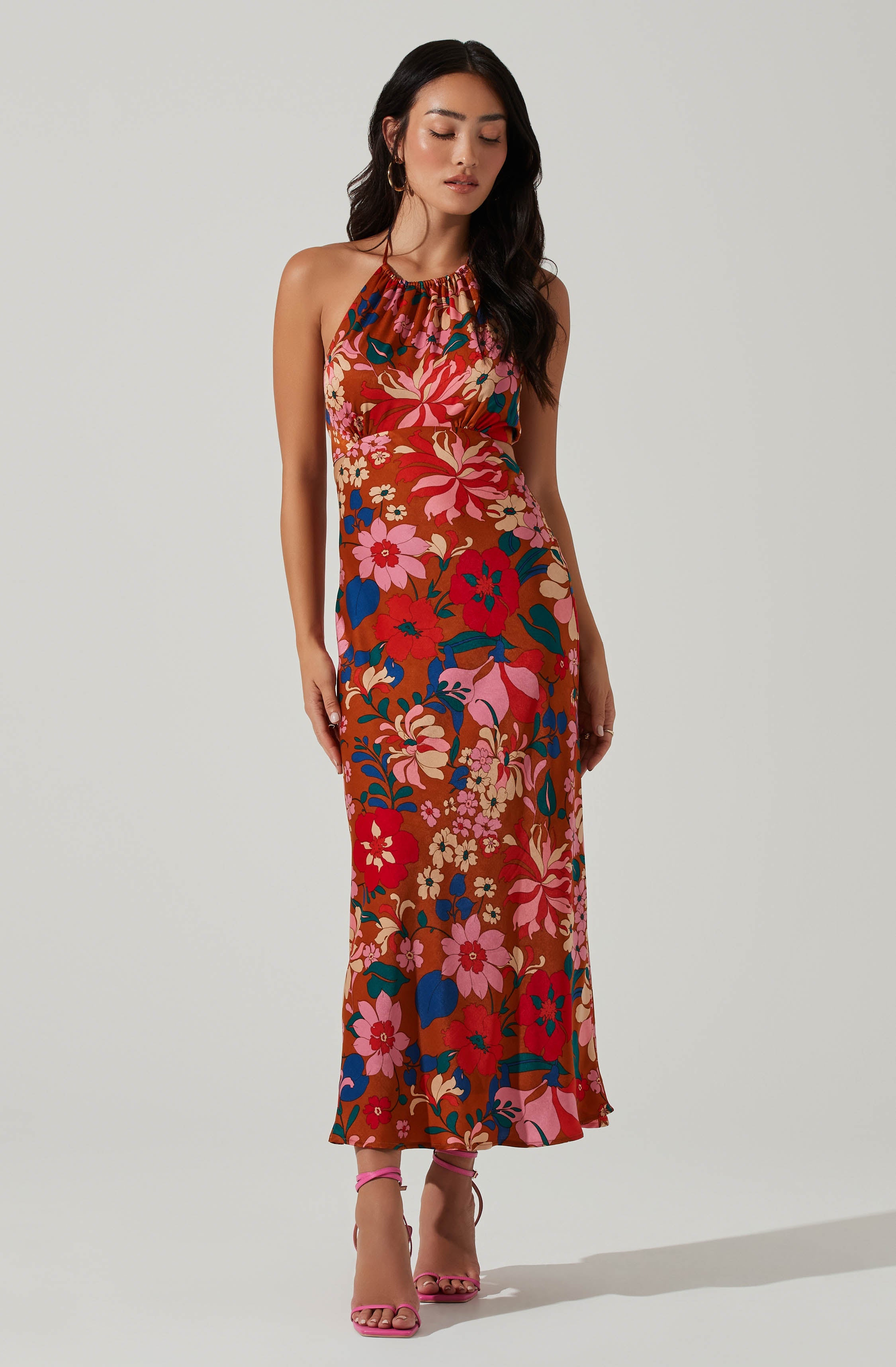 Talitha Floral Halter Maxi Dress-Aljck
