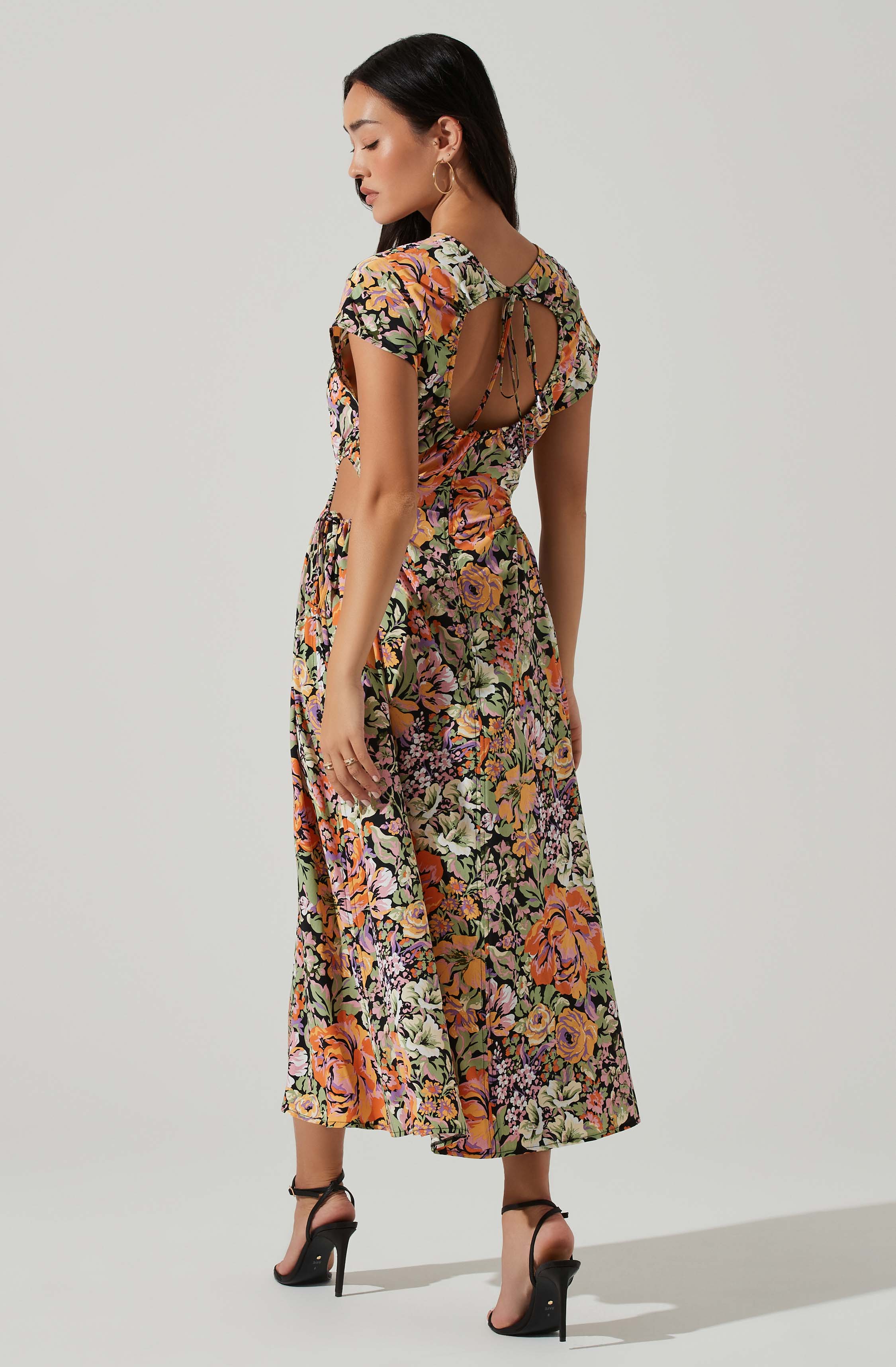 Miranda Floral Print Midi Dress-Aljck