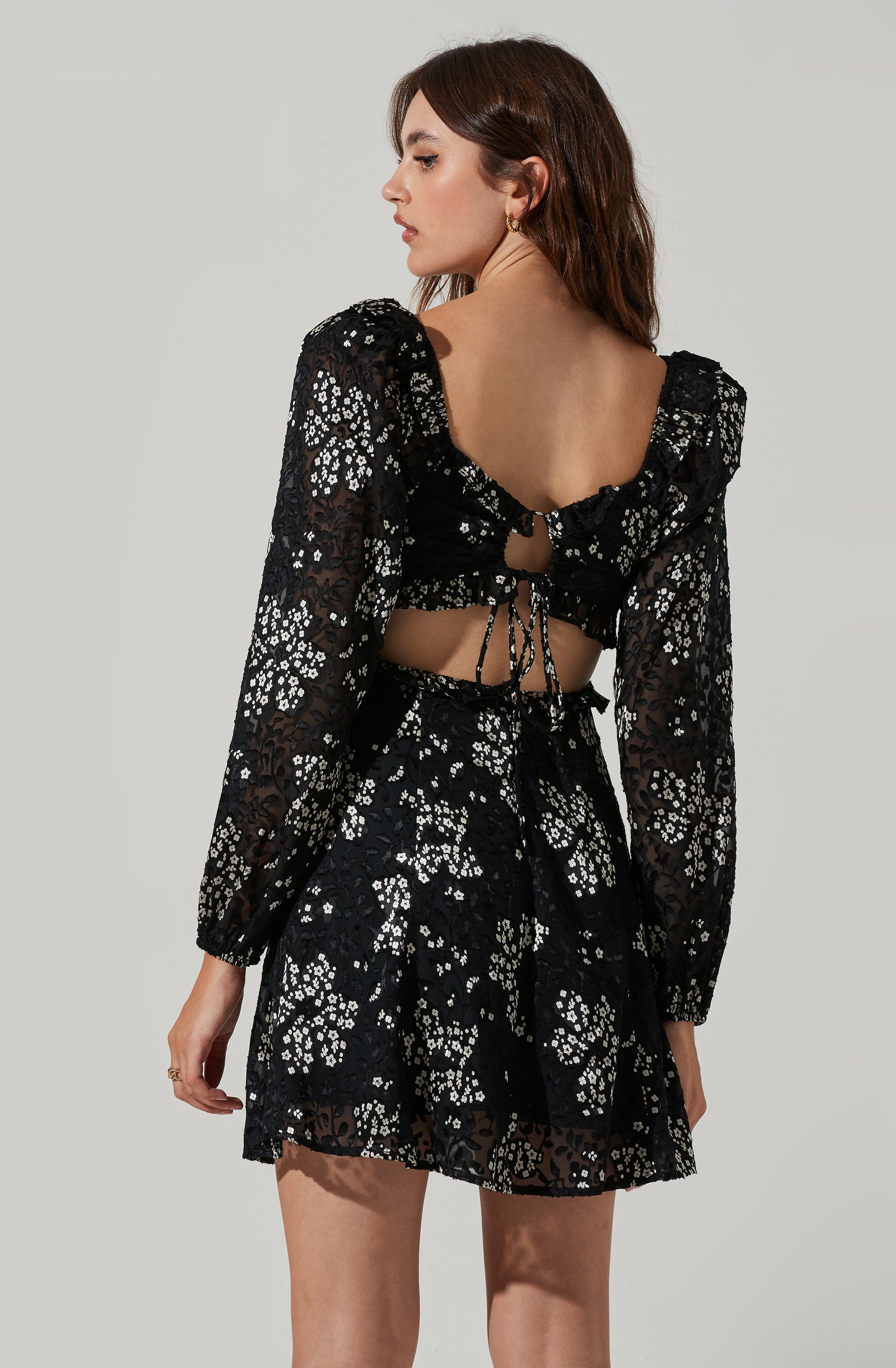 Avila Floral Cutout Mini Dress-Aljck