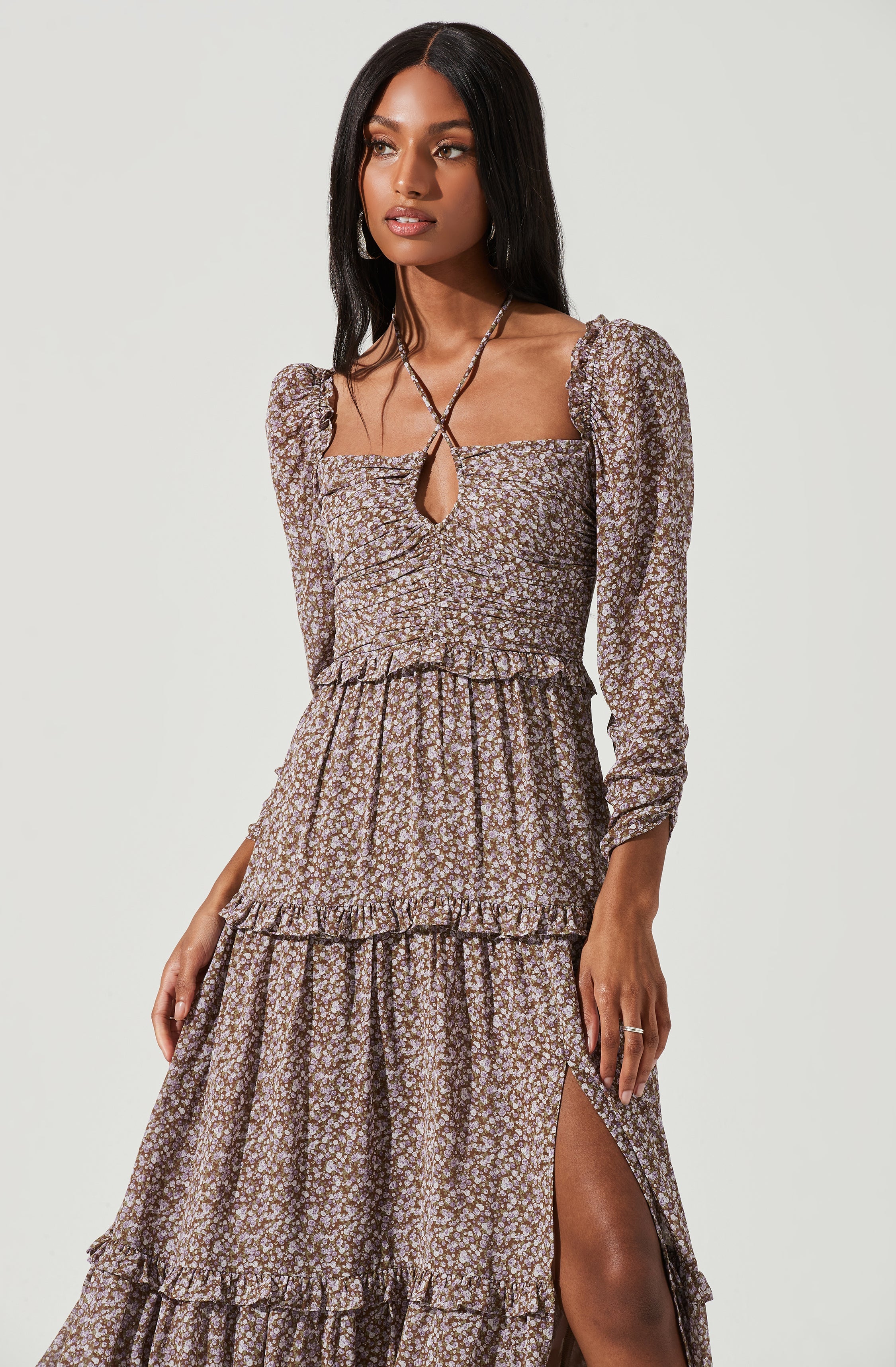 Lovestruck Floral Halter Maxi Dress-Aljck