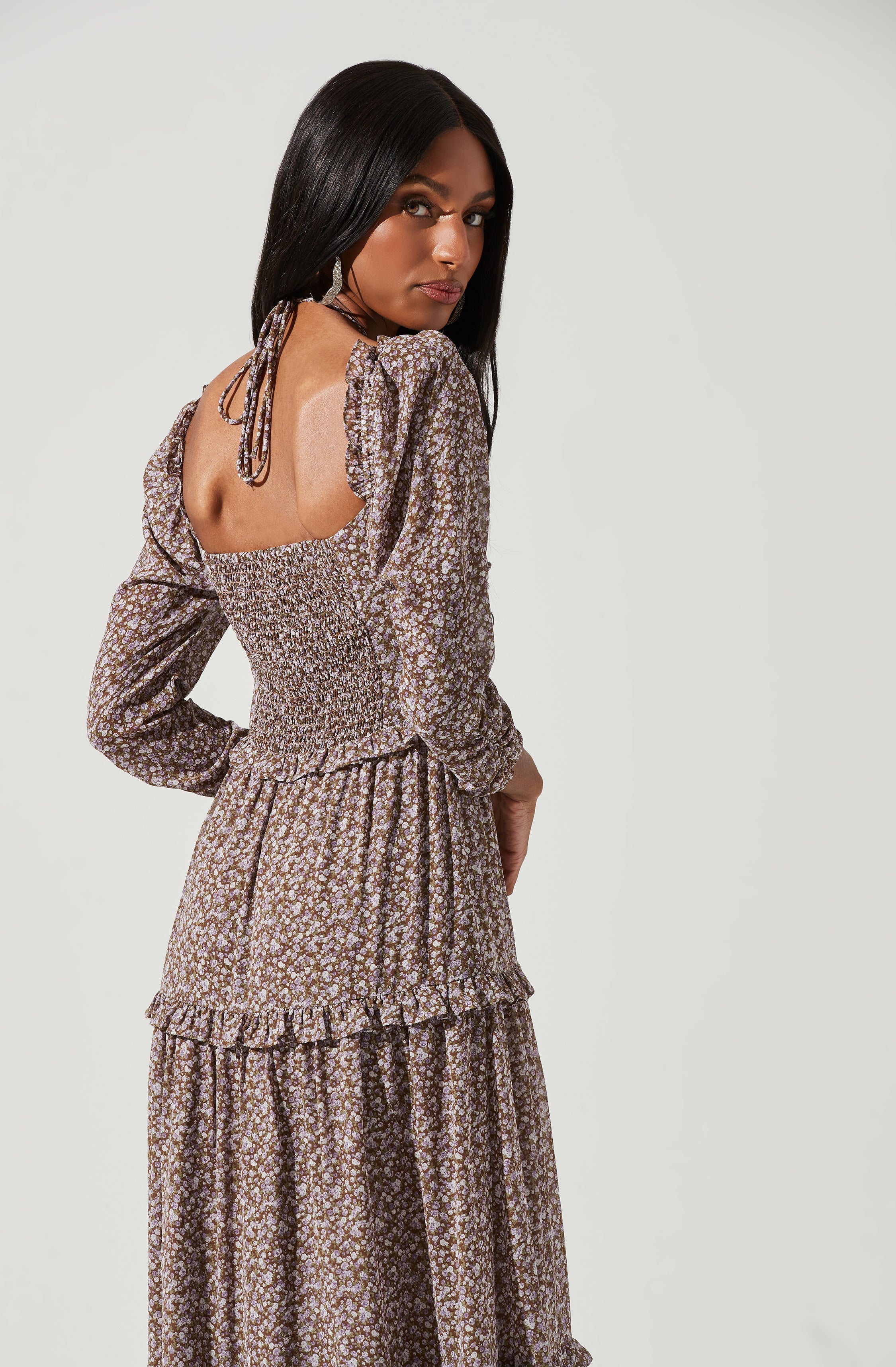 Lovestruck Floral Halter Maxi Dress-Aljck