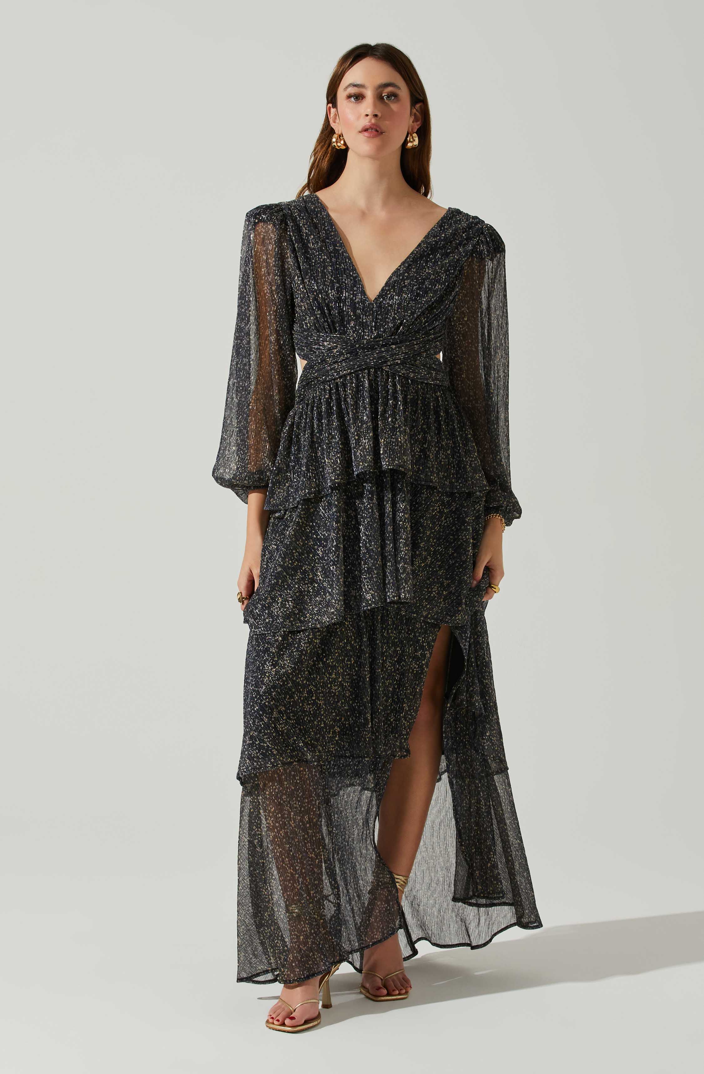 Anora Floral Tiered Maxi Dress-Aljck