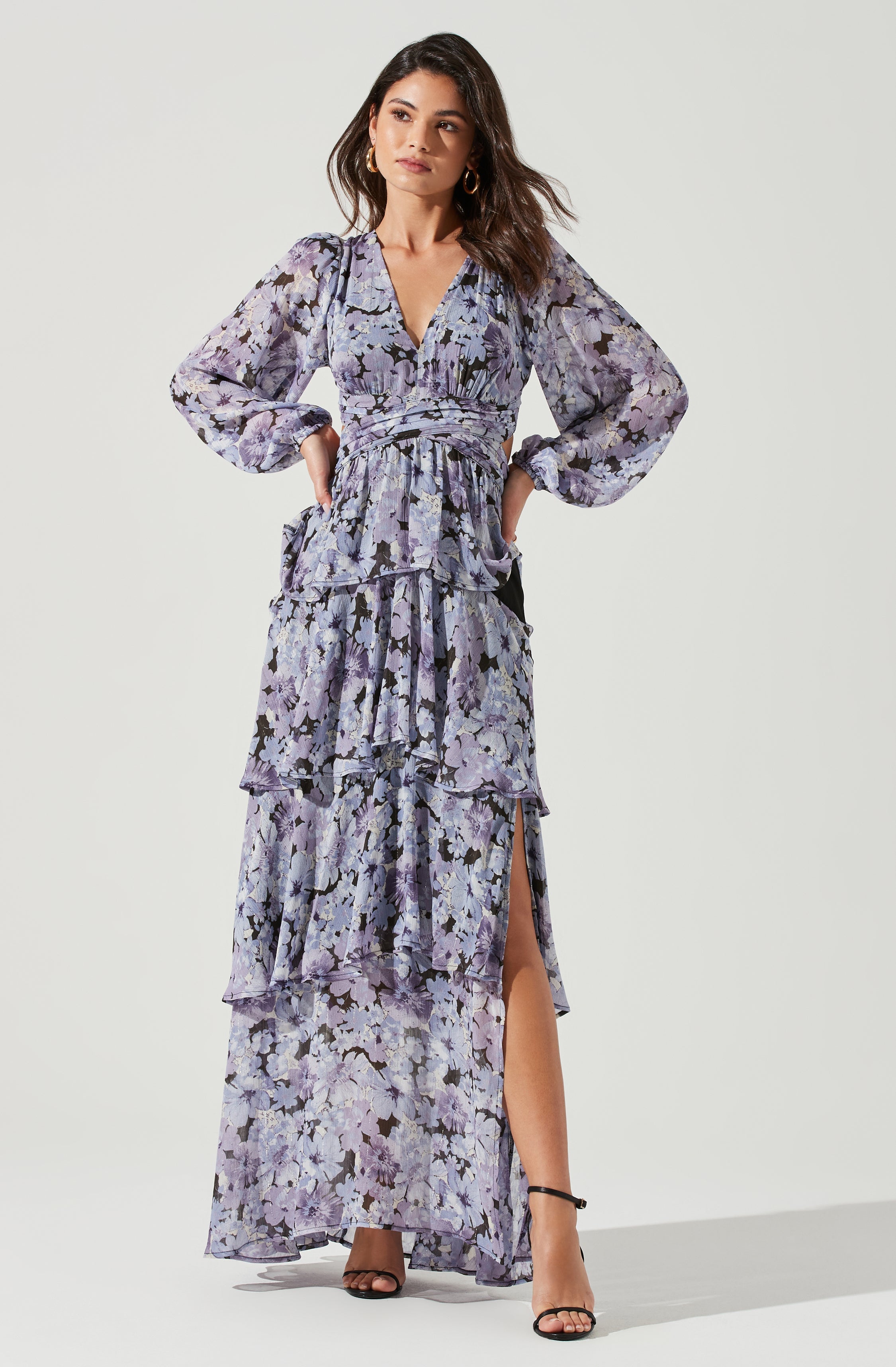 Anora Floral Tiered Maxi Dress-Aljck