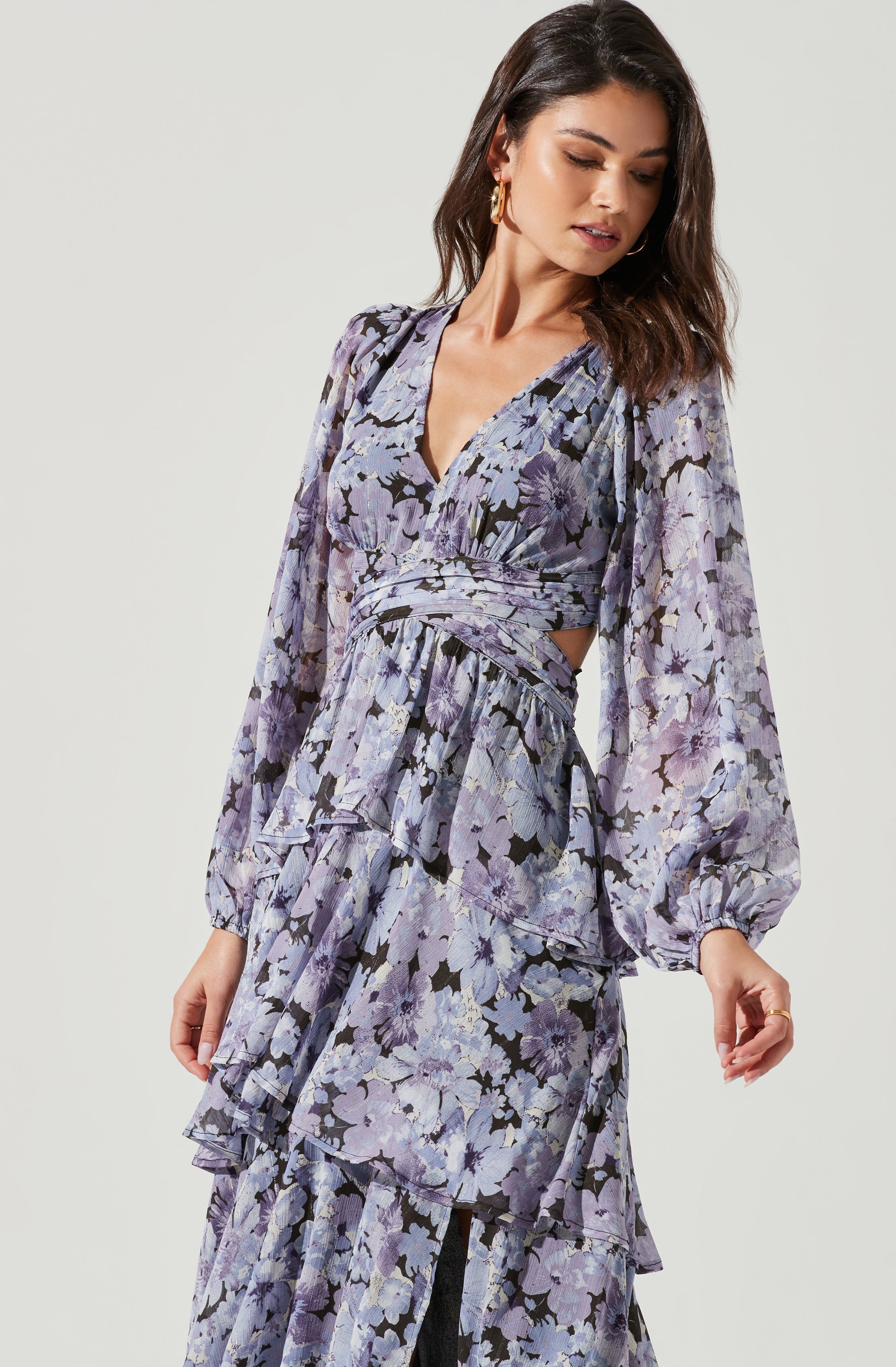 Anora Floral Tiered Maxi Dress-Aljck