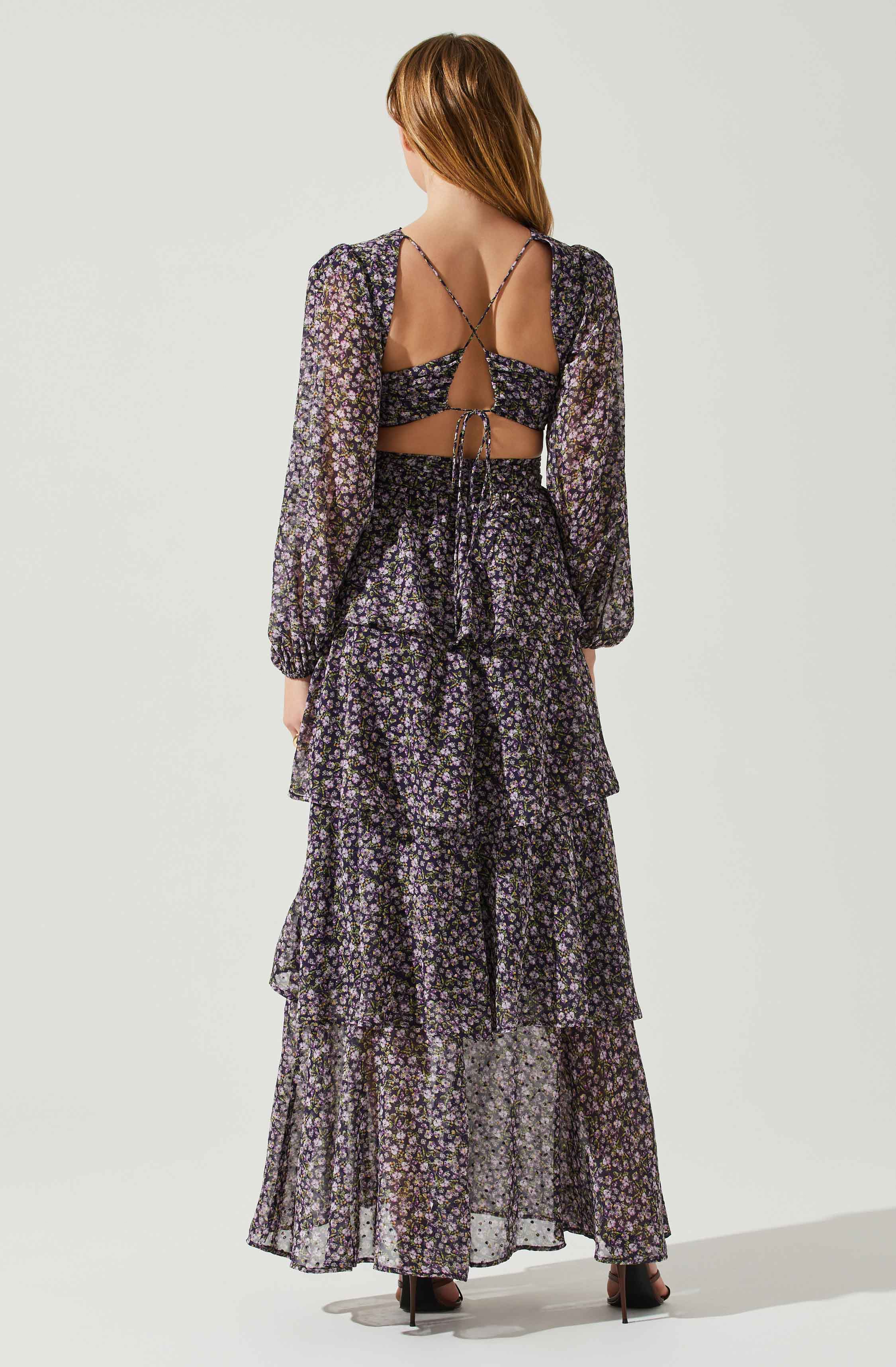 Anora Floral Tiered Maxi Dress-Aljck