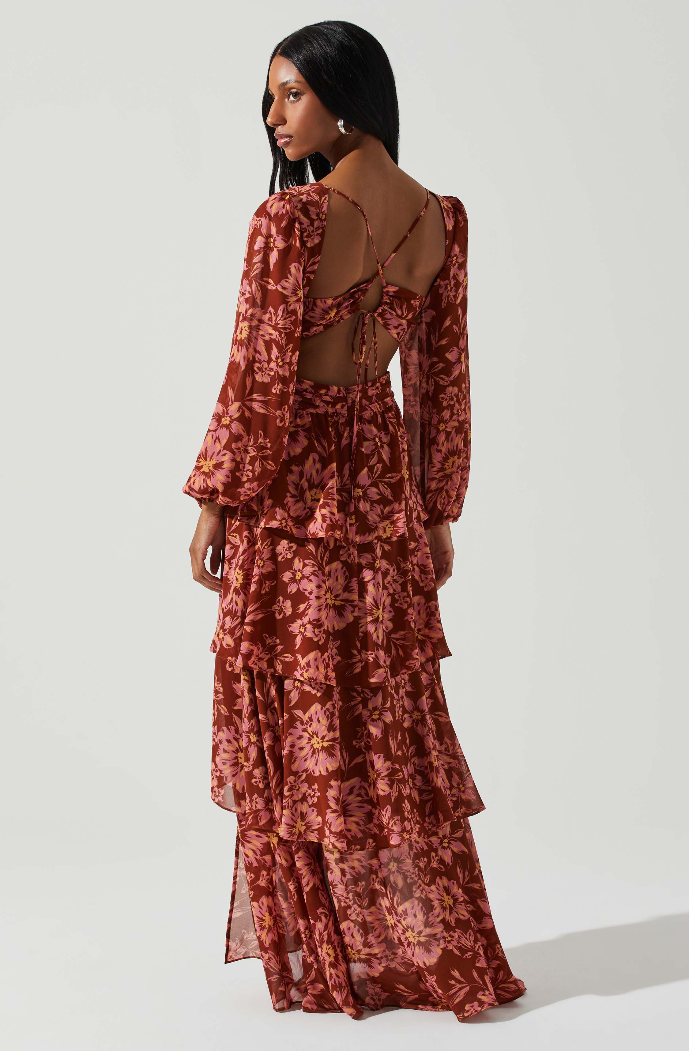 Anora Floral Tiered Maxi Dress-Aljck