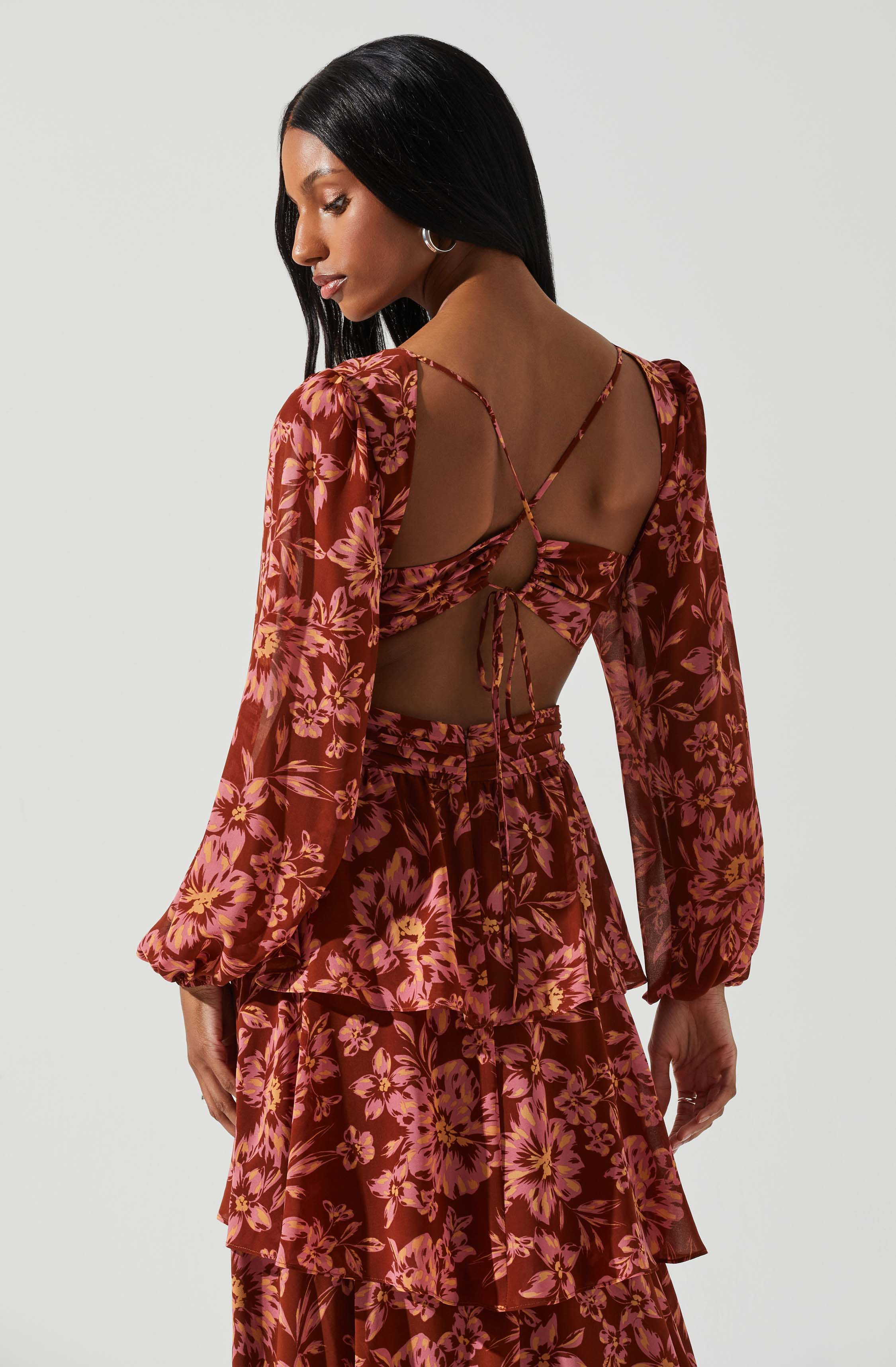 Anora Floral Tiered Maxi Dress-Aljck