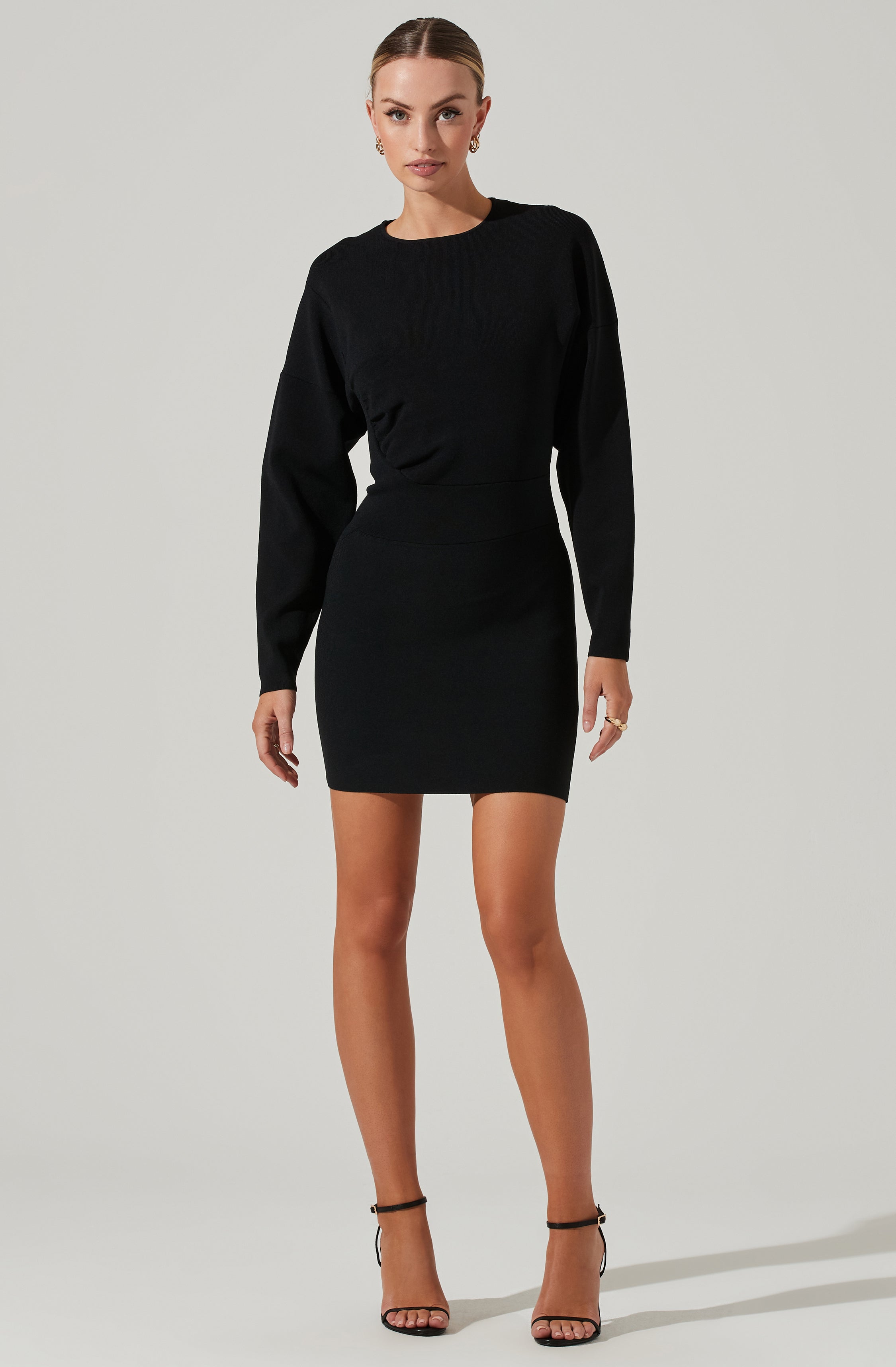 Jayne Ruched Mini Sweater Dress-Aljck