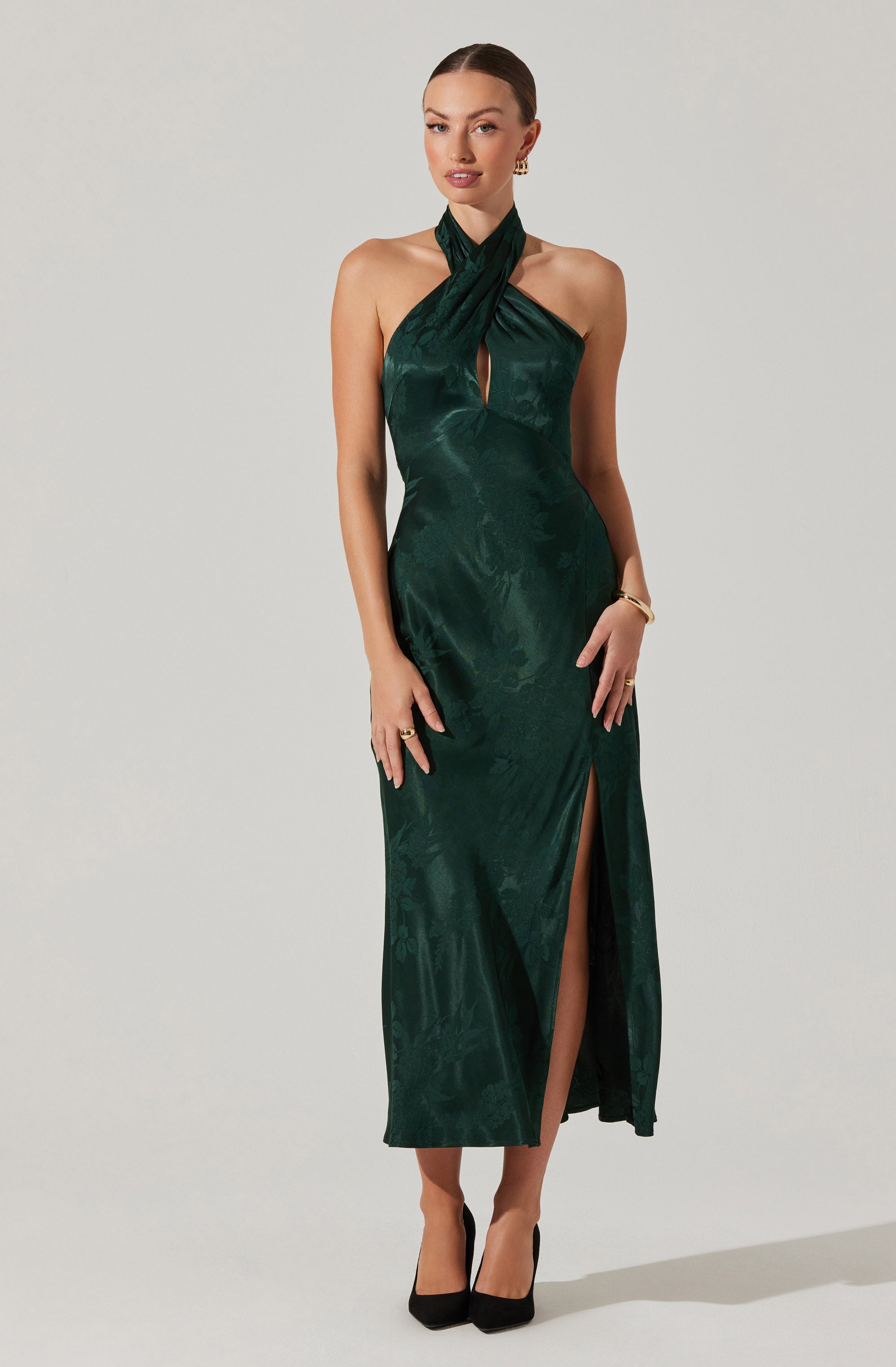 Marissa Halter Neck Midi Dress-Aljck