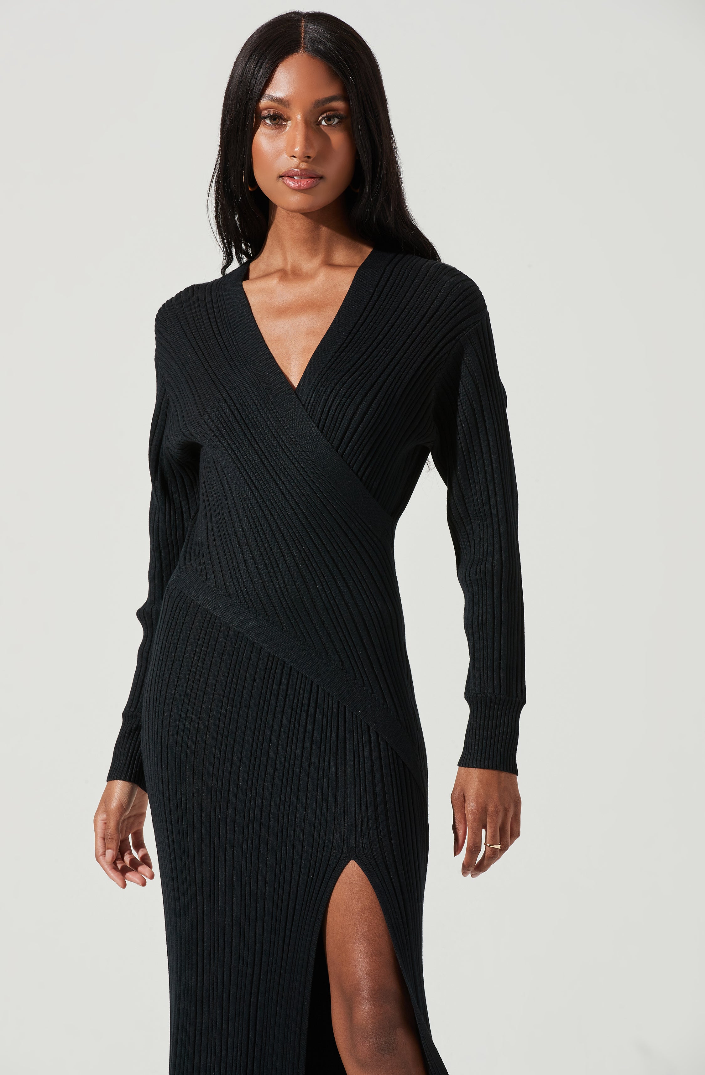 Astrid Ribbed Knit Midi Dress-Aljck