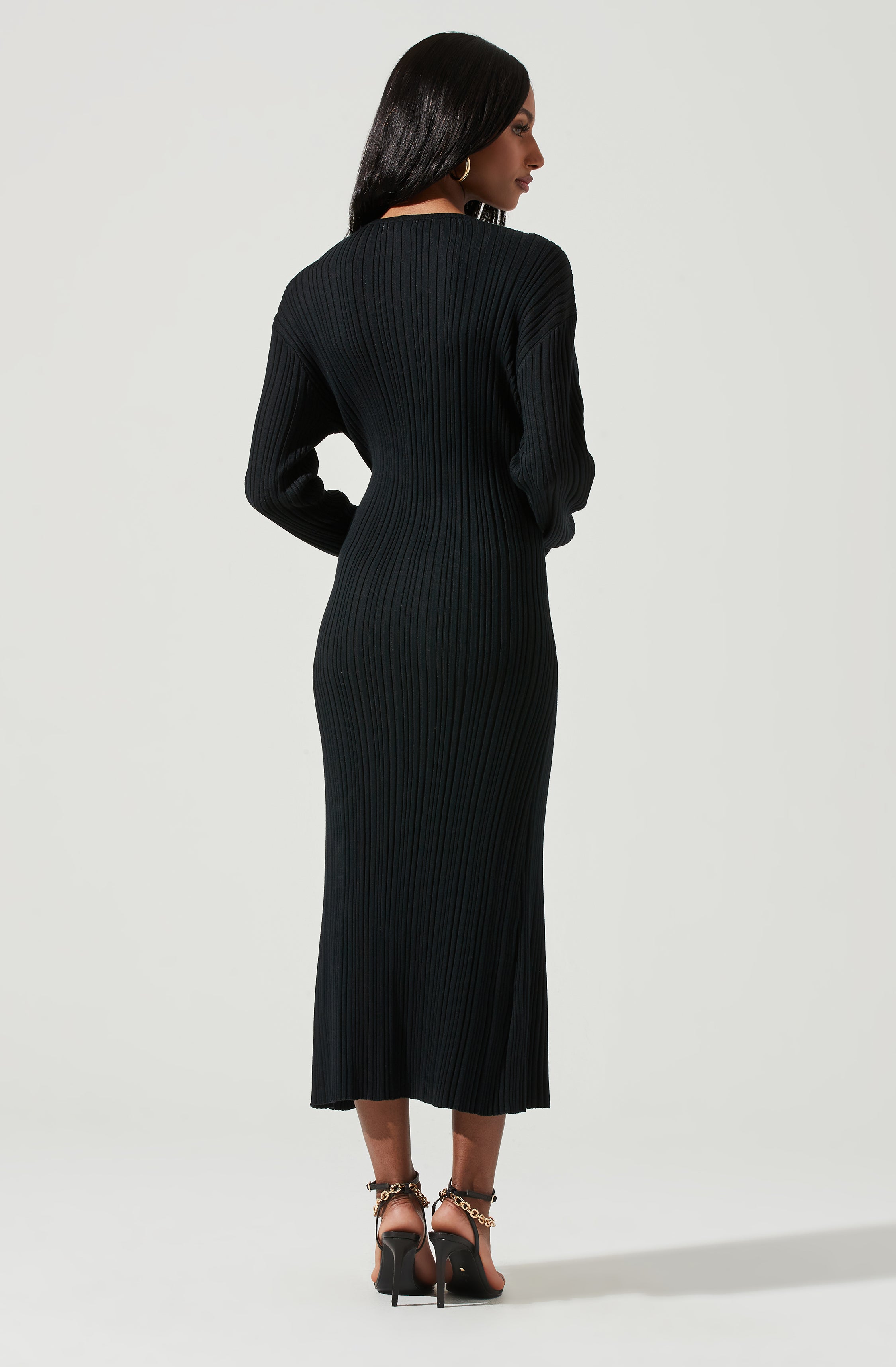 Astrid Ribbed Knit Midi Dress-Aljck