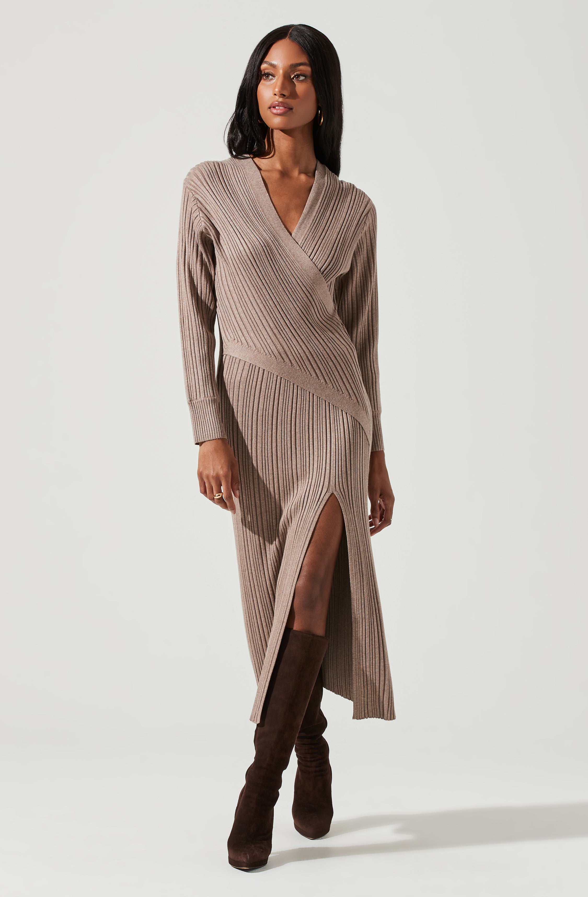Astrid Ribbed Knit Midi Dress-Aljck