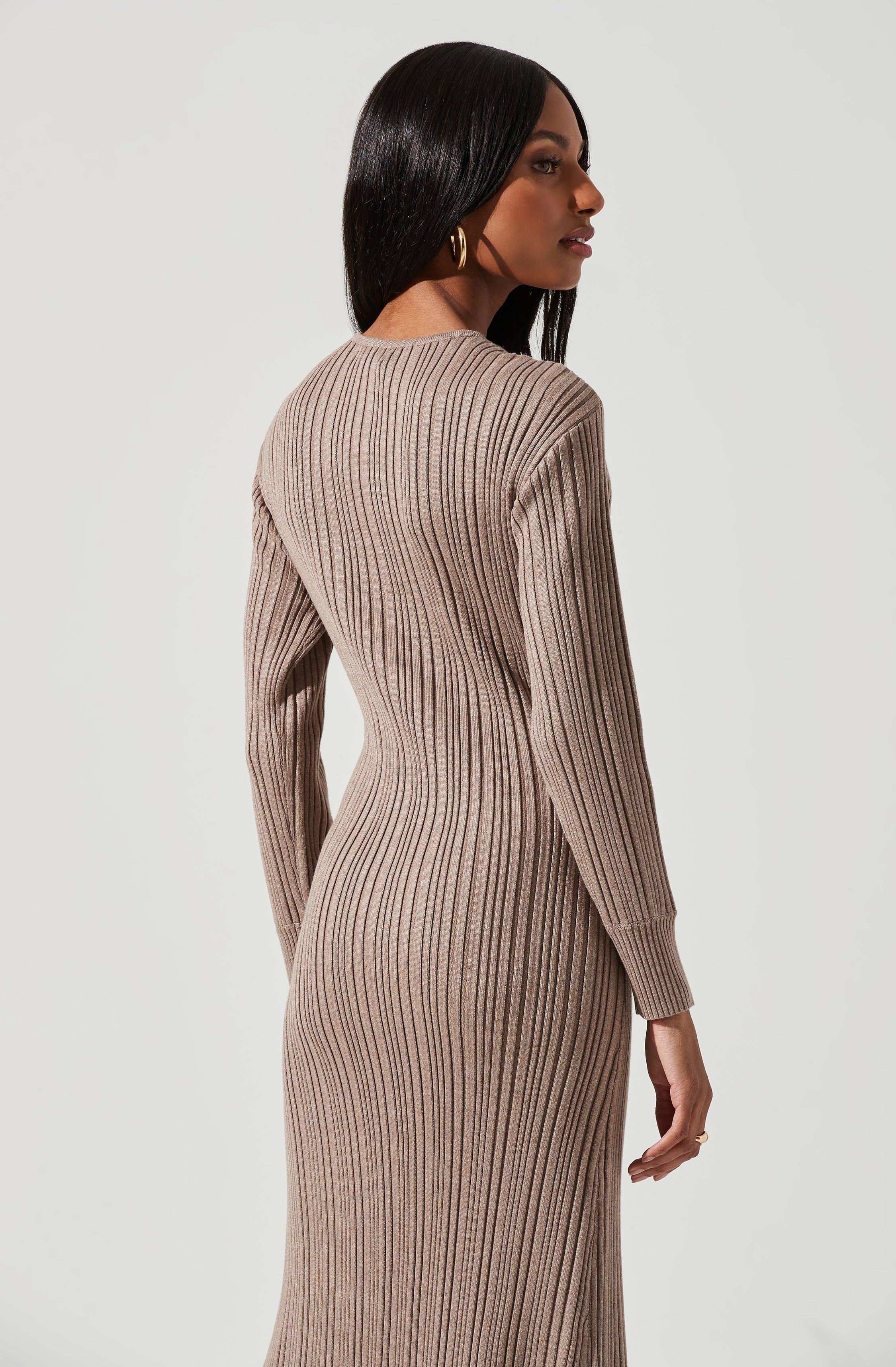 Astrid Ribbed Knit Midi Dress-Aljck