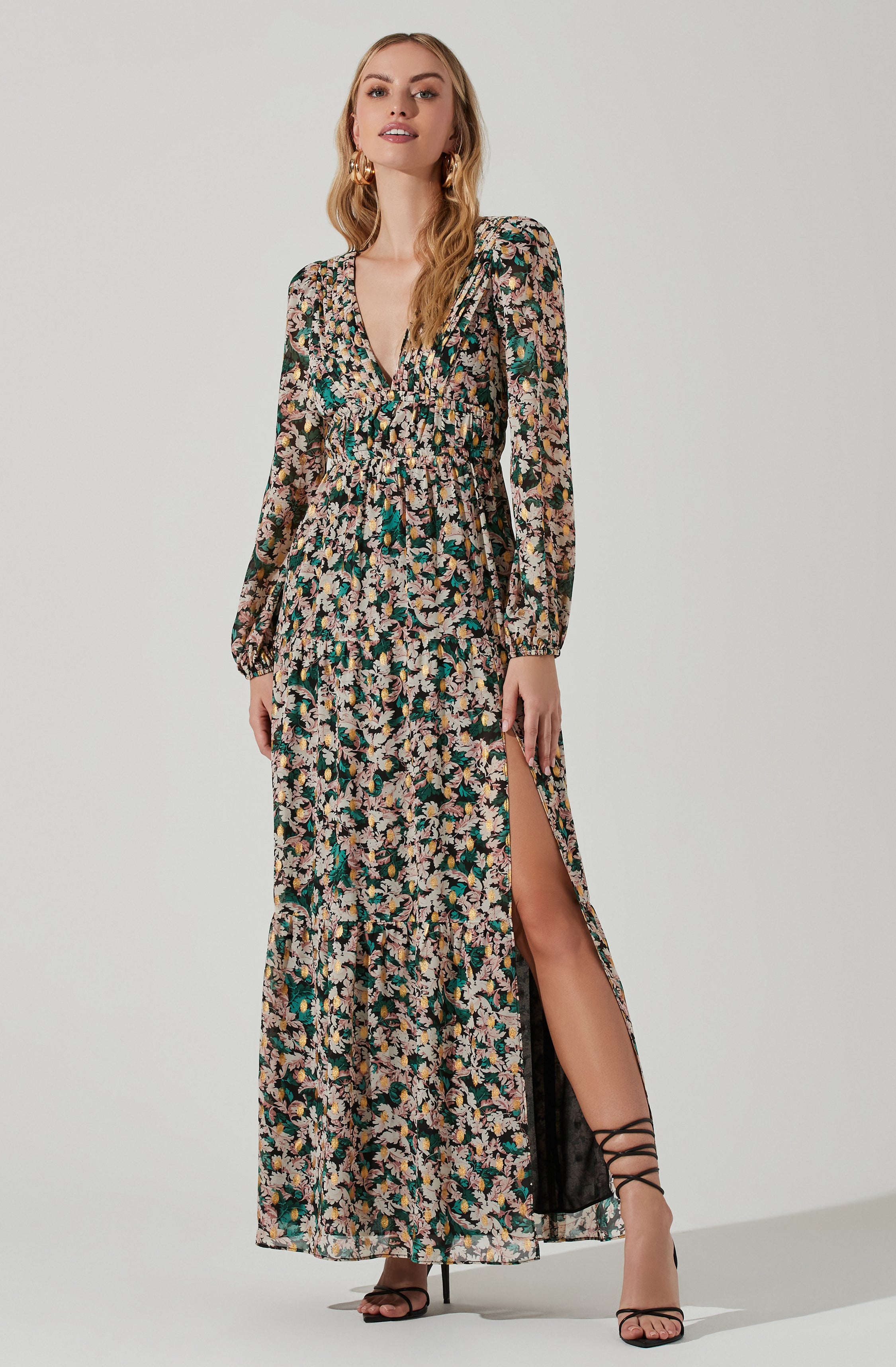 Francesca Floral Open Back Maxi Dress-Aljck