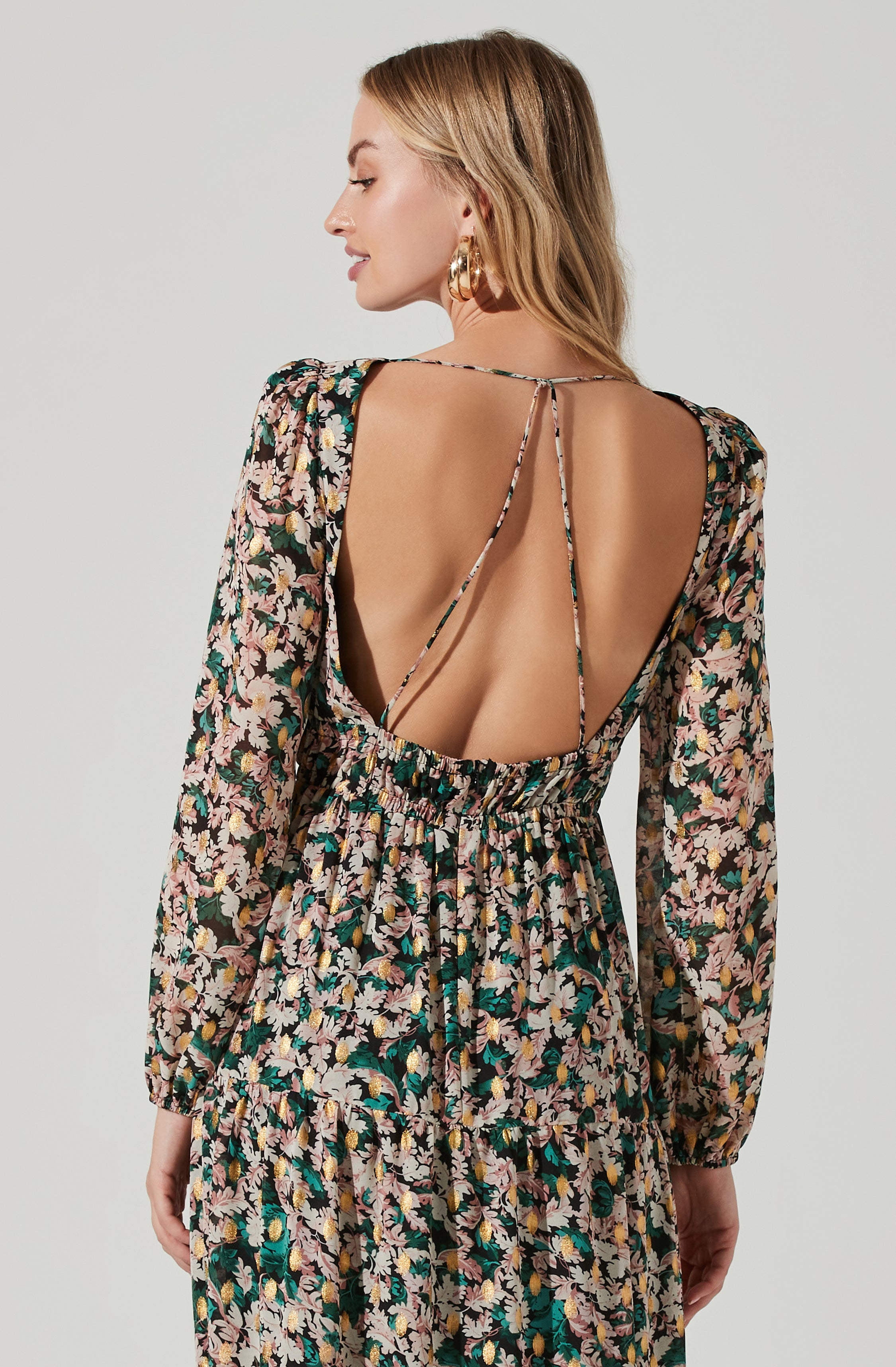 Francesca Floral Open Back Maxi Dress-Aljck