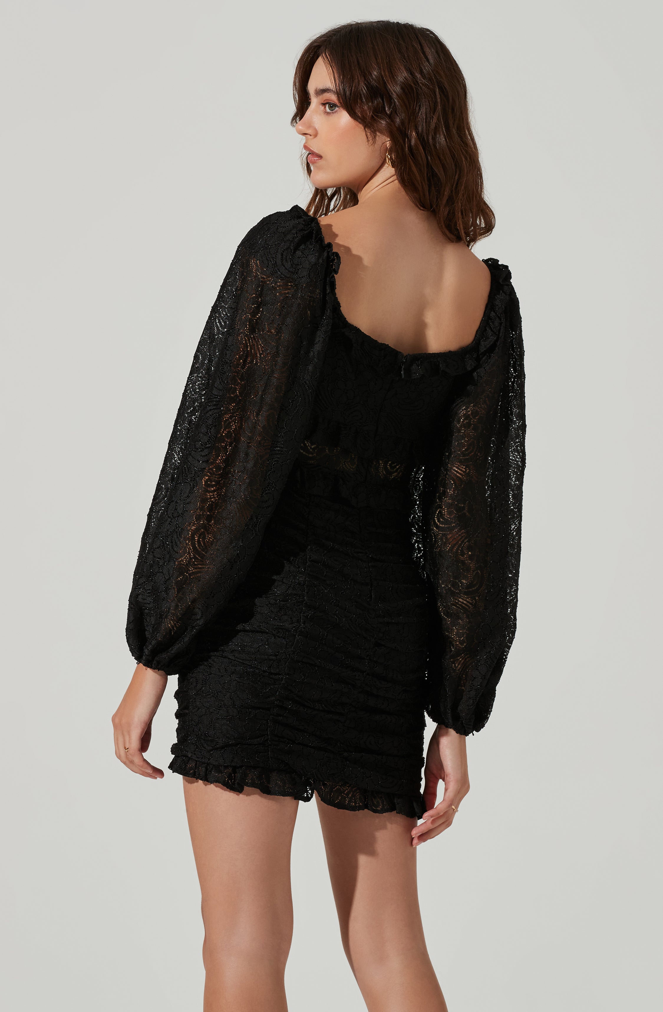 Chrisley Lace Corset Long Sleeve Mini Dress-Aljck