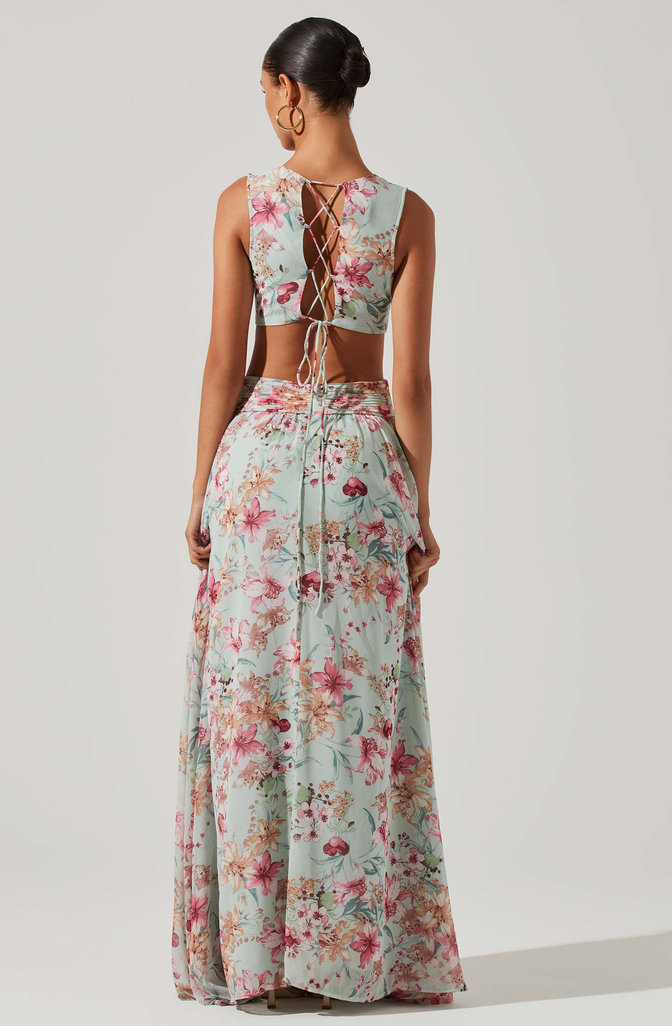 Noya Floral Cutout Maxi Dress-Aljck