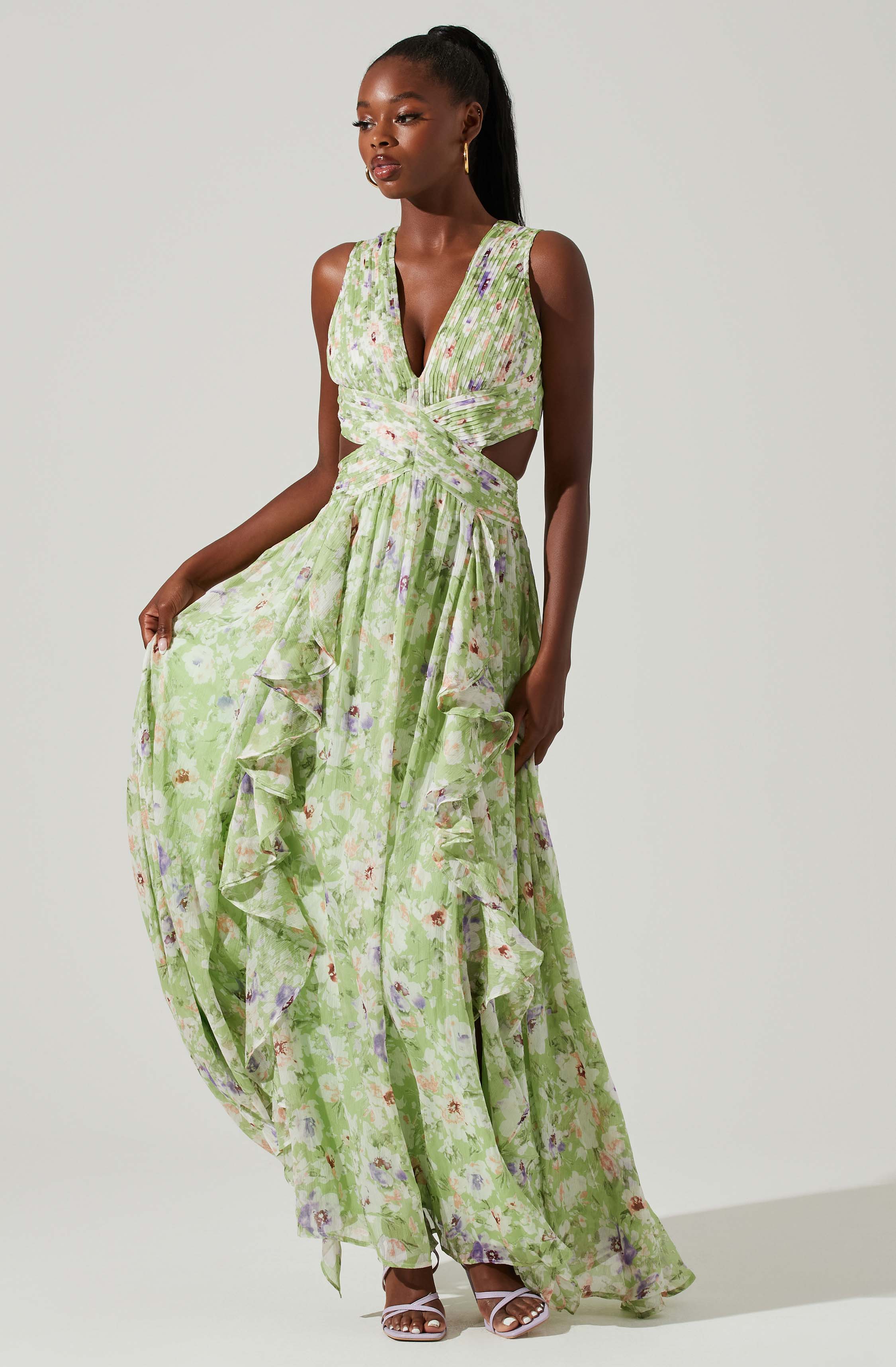 Noya Floral Cutout Maxi Dress-Aljck